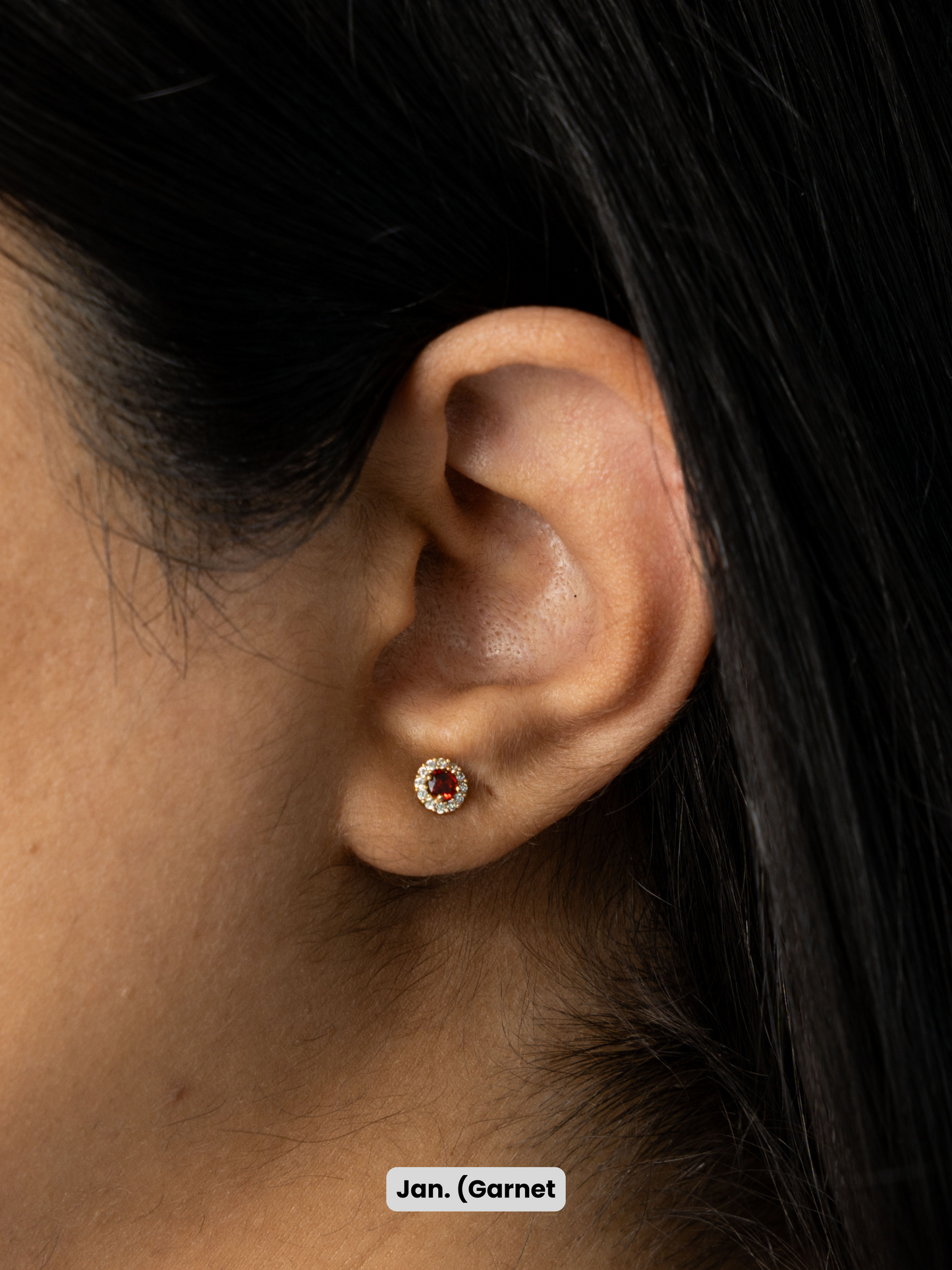 14k Gold Round Birthstone Earrings