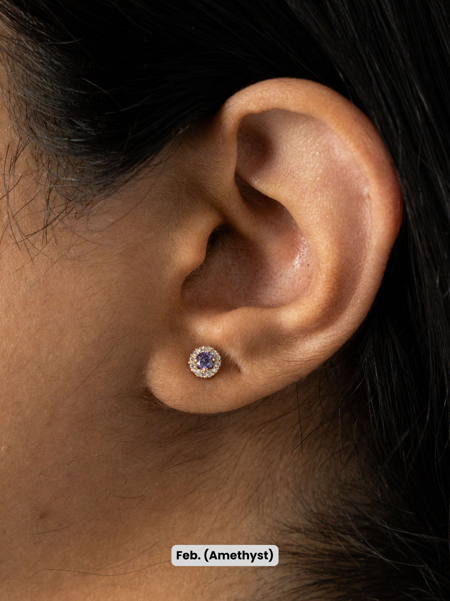 14k Gold Round Birthstone Earrings