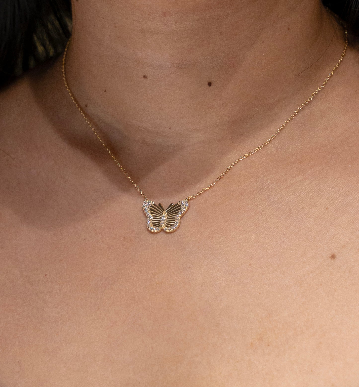 Gold Butterfly Pendant Necklace