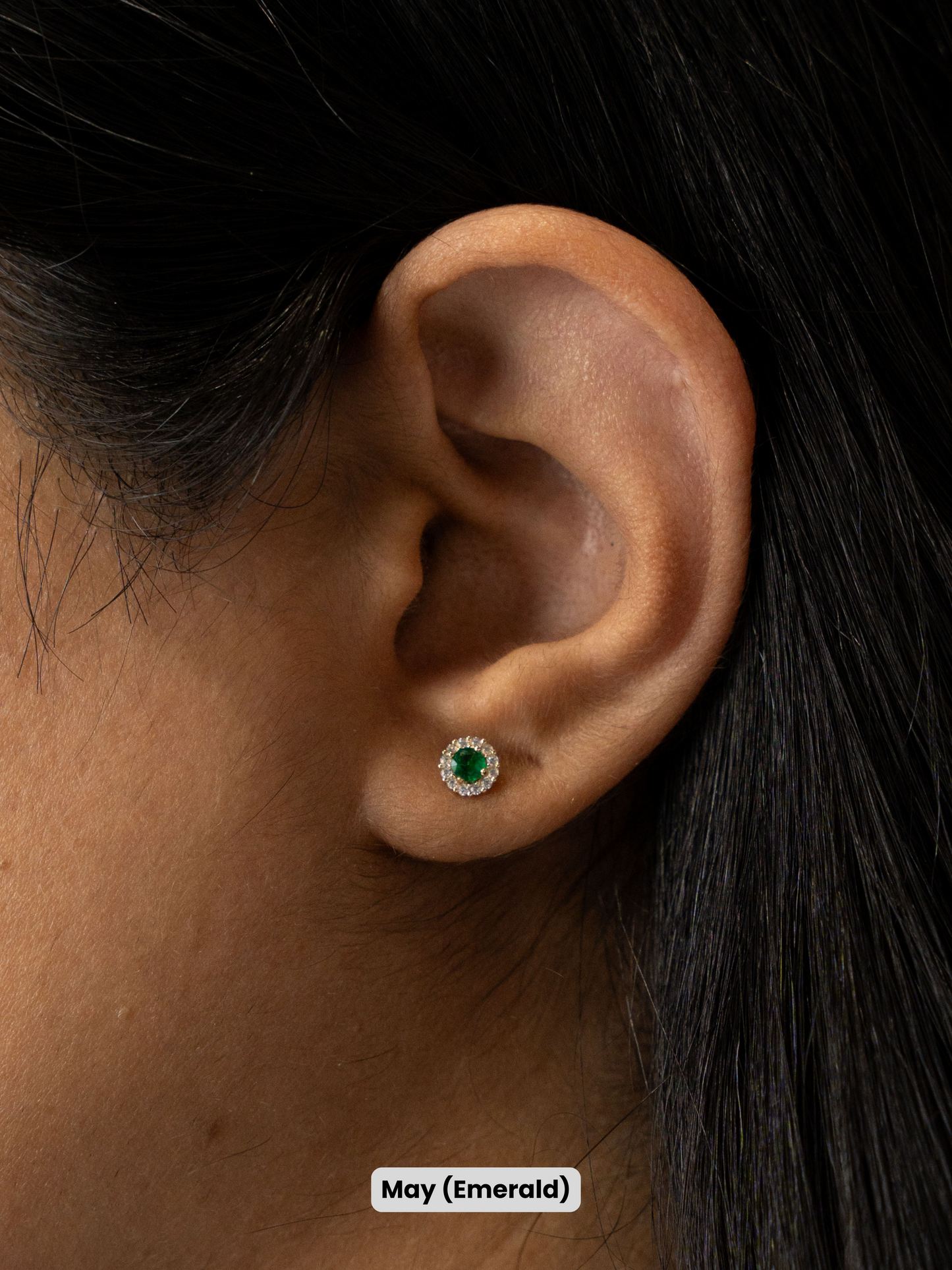 14k Gold Round Birthstone Earrings