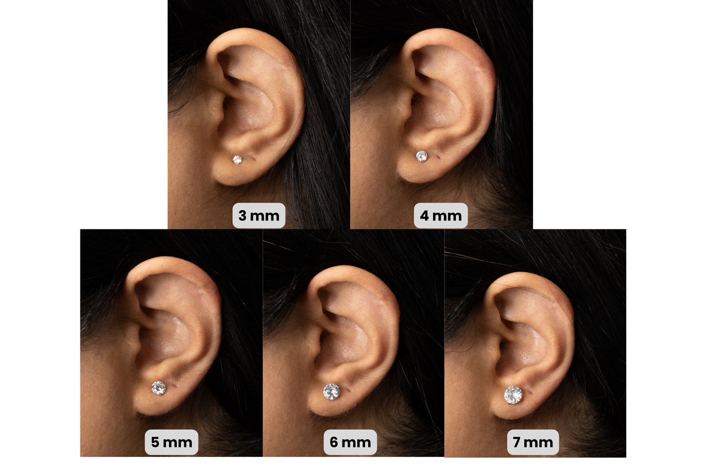 14k Gold Round Stone Screw Back Earrings