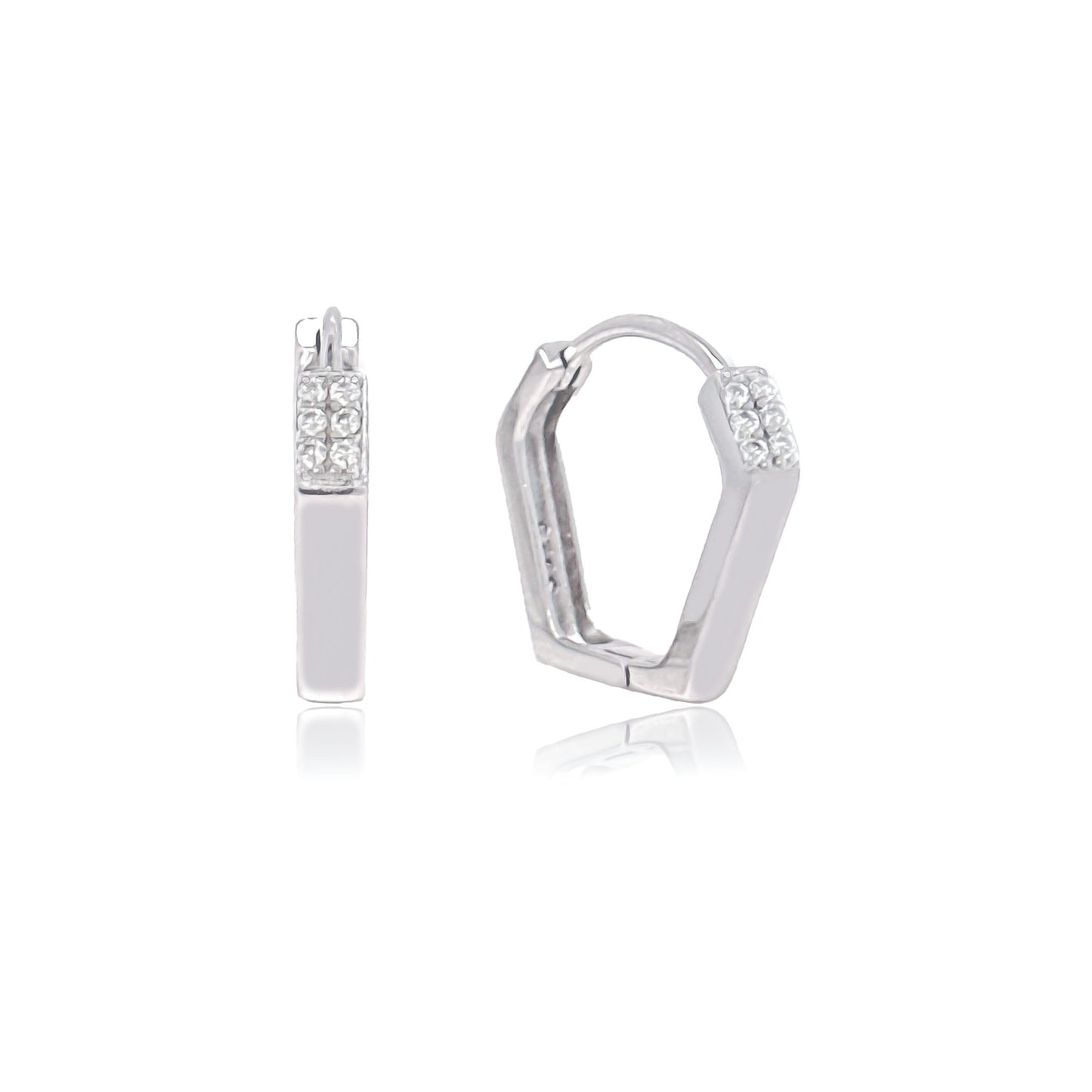 Sterling Silver Hexagon Huggies