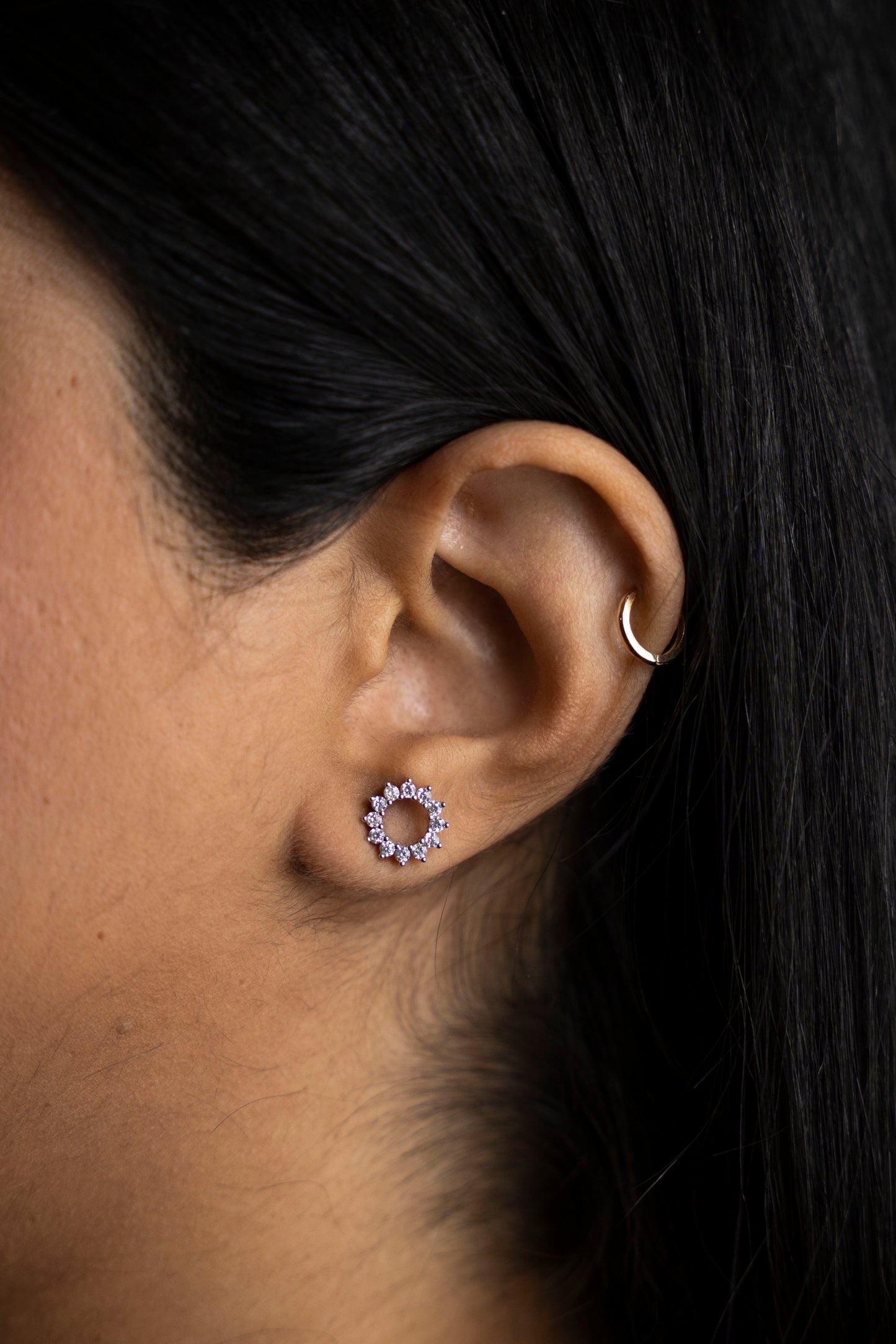 Sterling Silver Sun Halo Studs