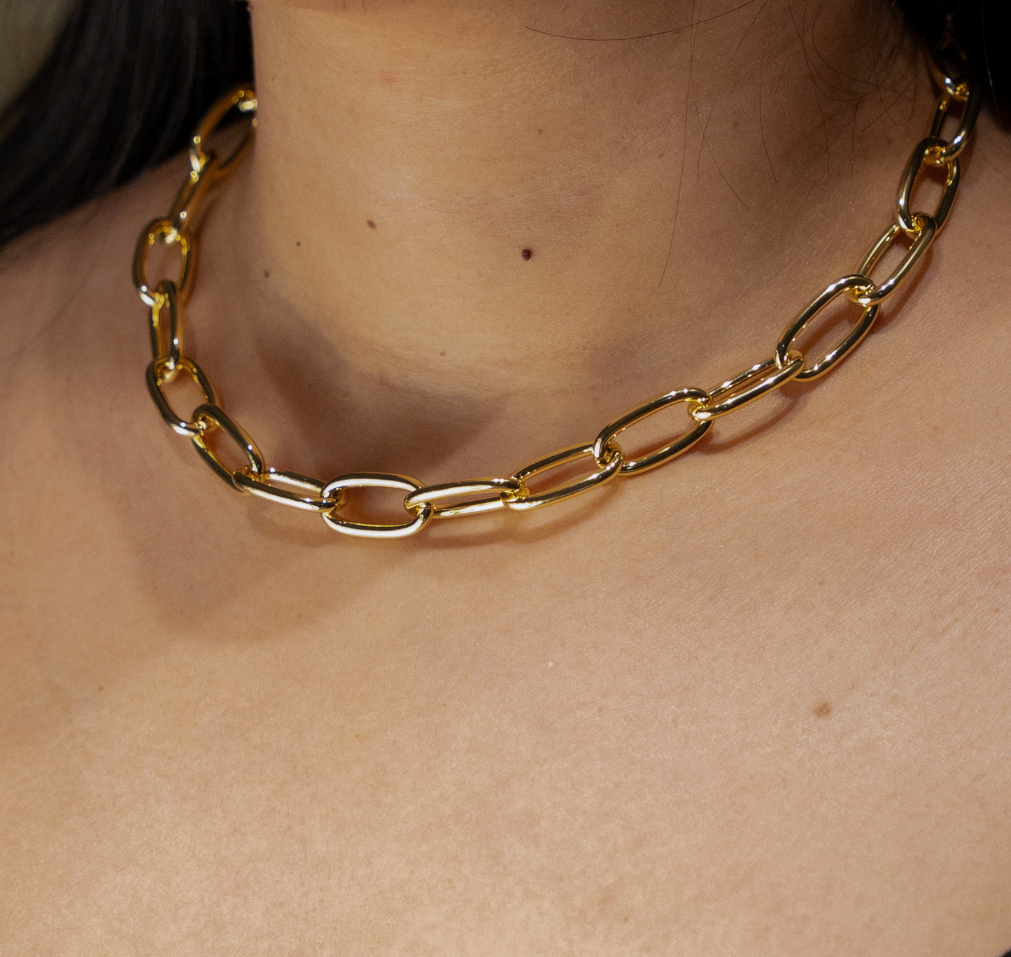 Gold Paperclip Chunky Necklace