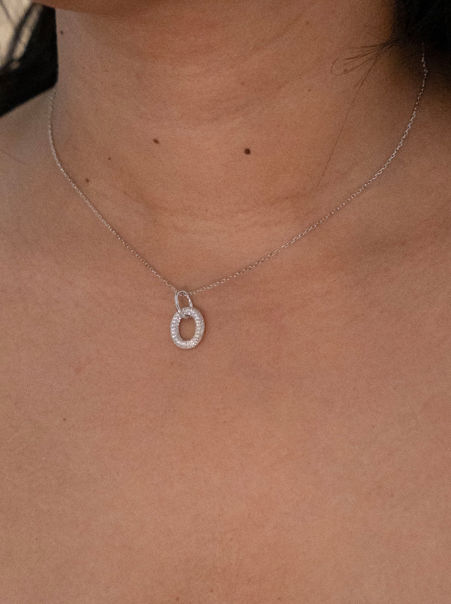 Sterling Silver Oval Pendant Necklace