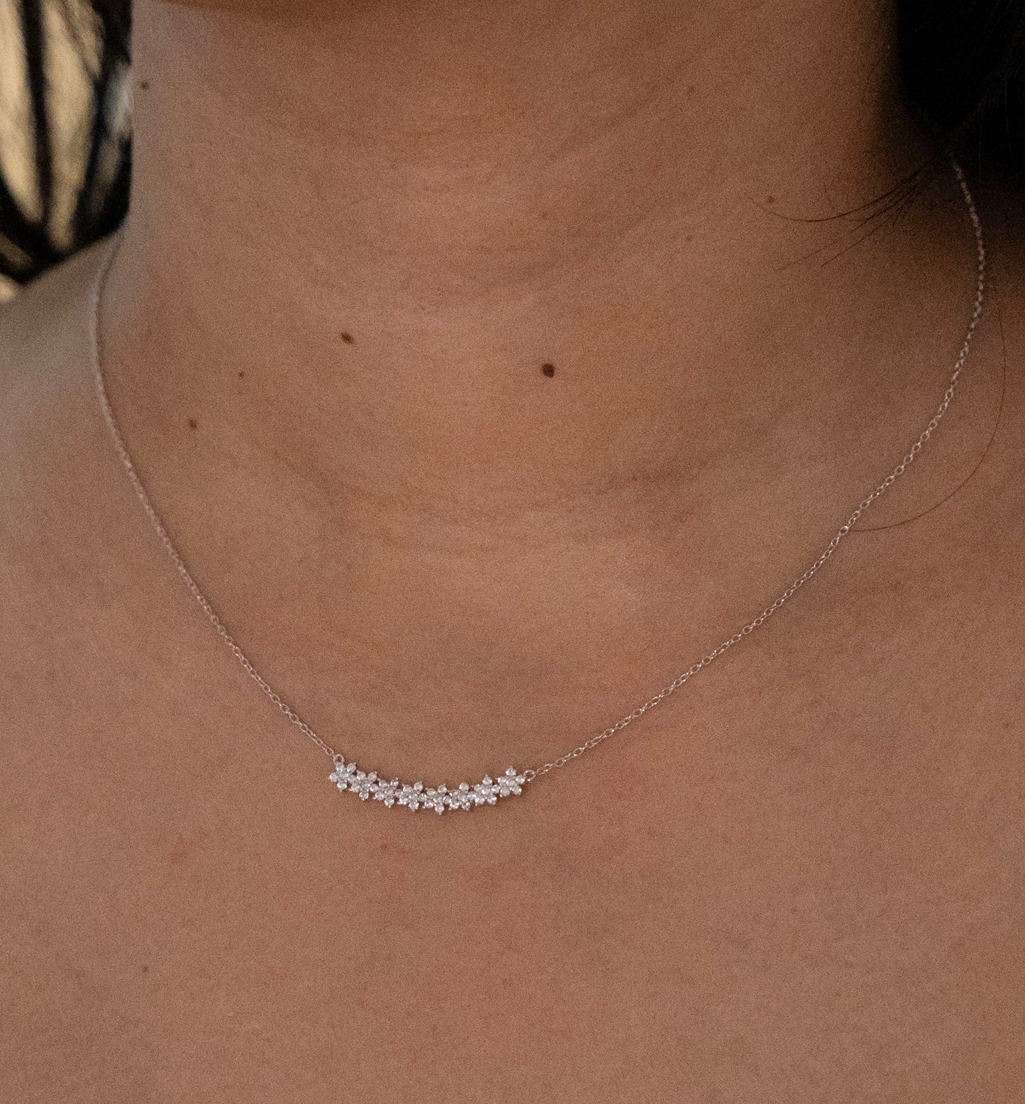Sterling Silver Floral Cluster Necklace