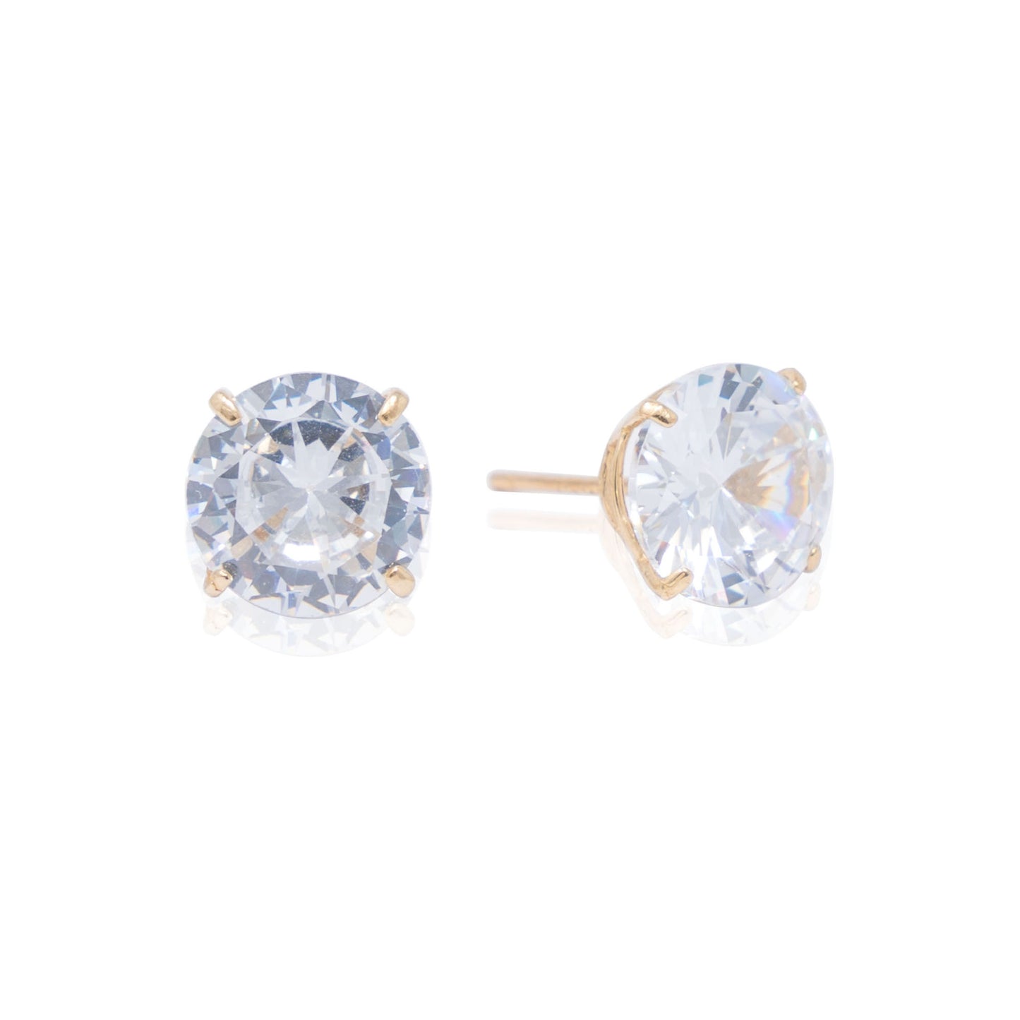 14k Gold Round Stone Push Back Earrings