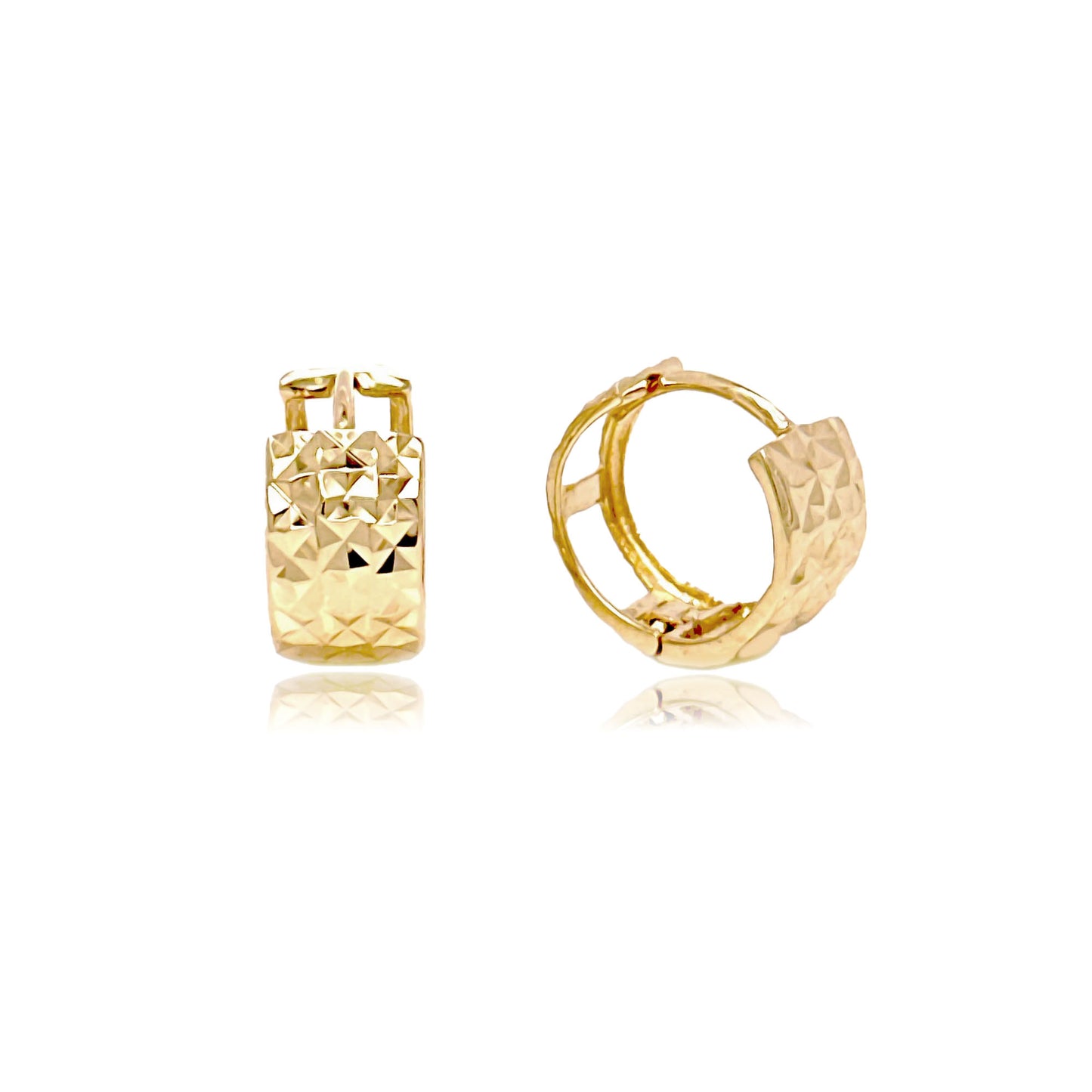 14k Gold Diamond Cut Thick Huggies