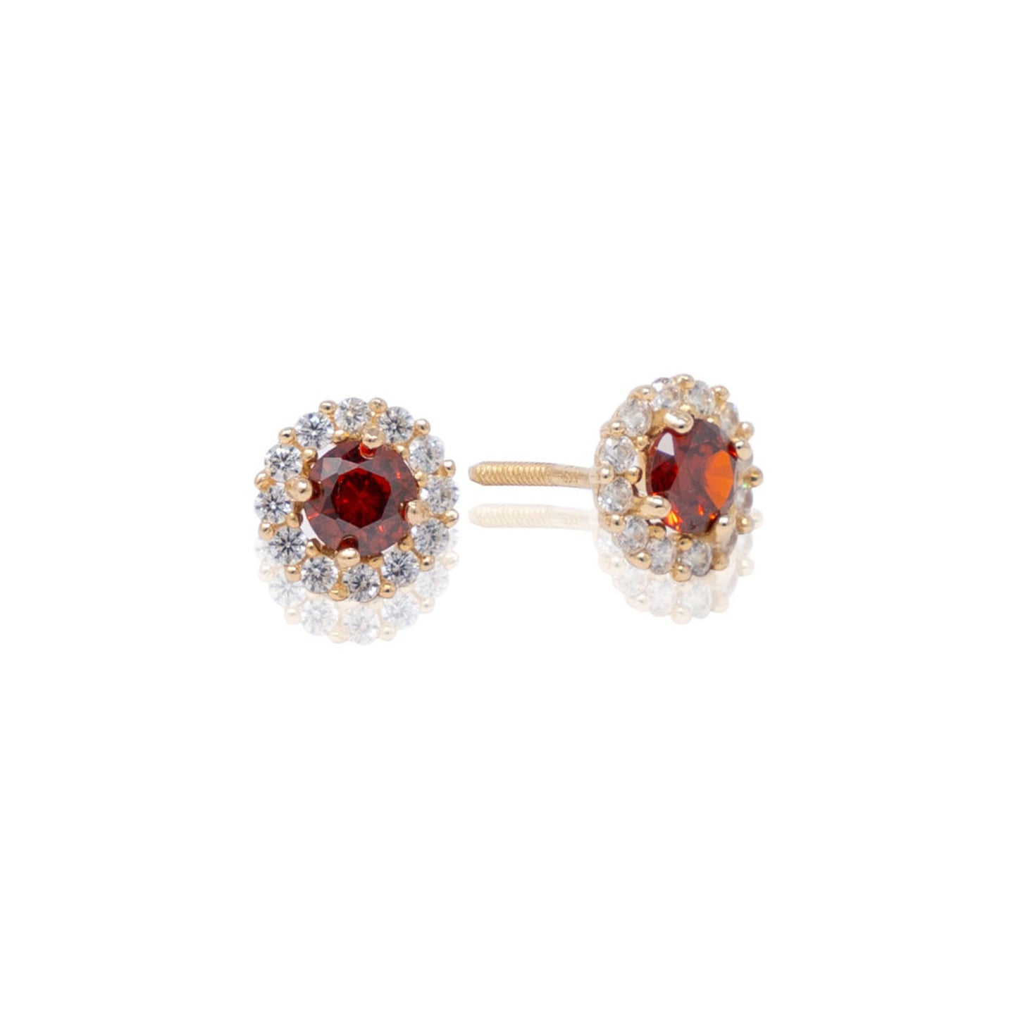 14k Gold Round Birthstone Earrings