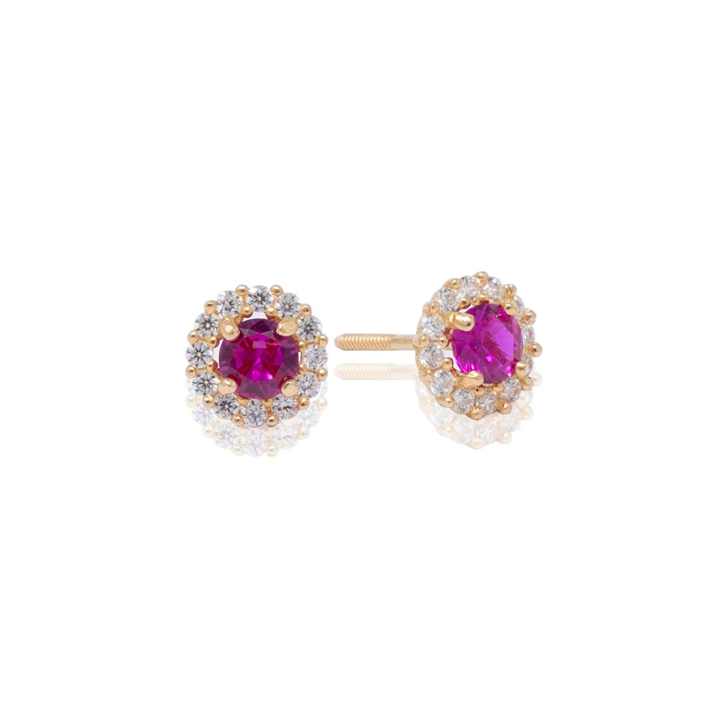 14k Gold Round Birthstone Earrings