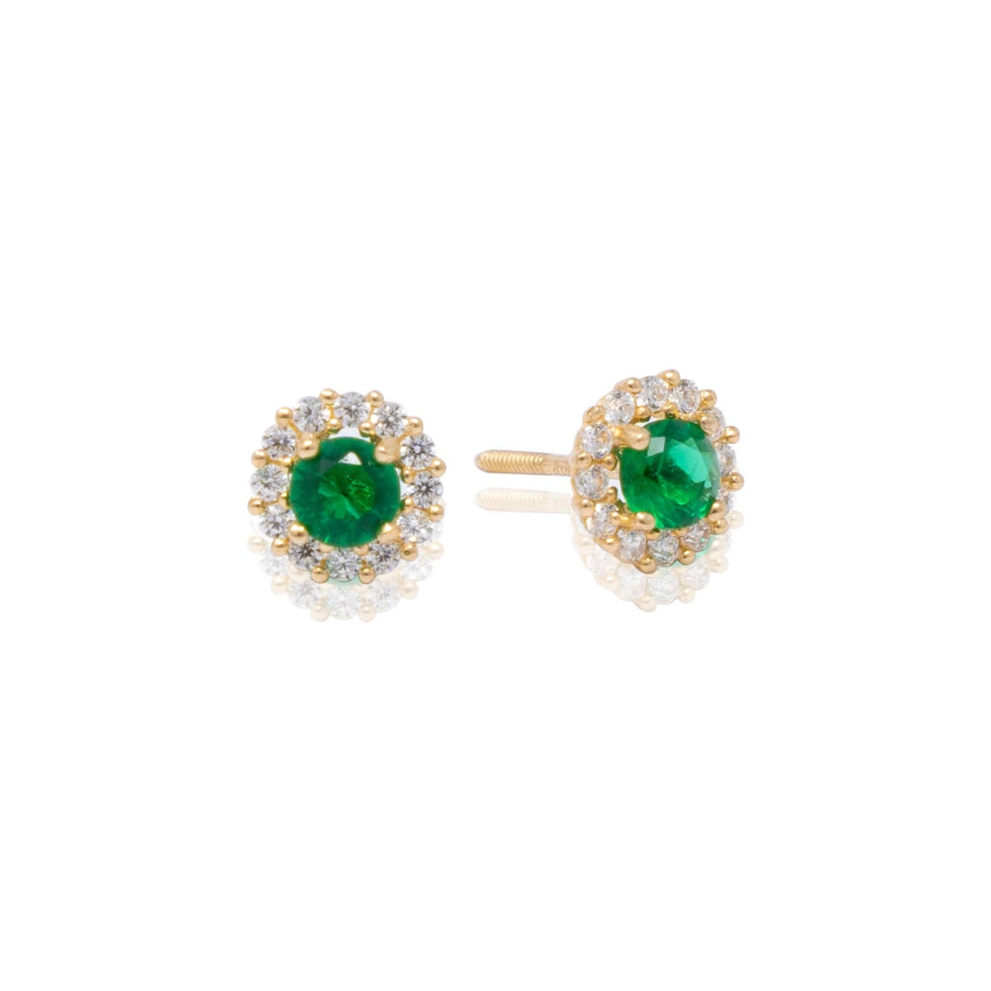 14k Gold Round Birthstone Earrings