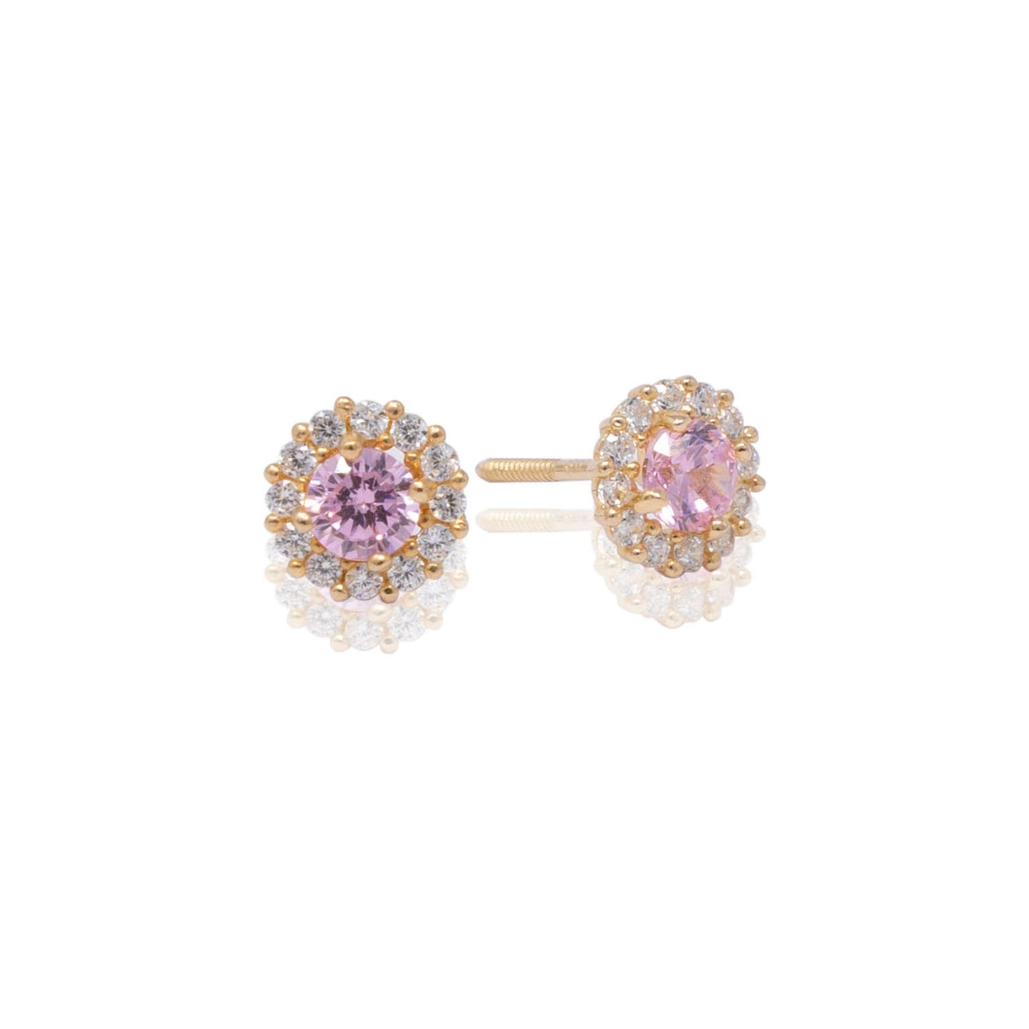 14k Gold Round Birthstone Earrings