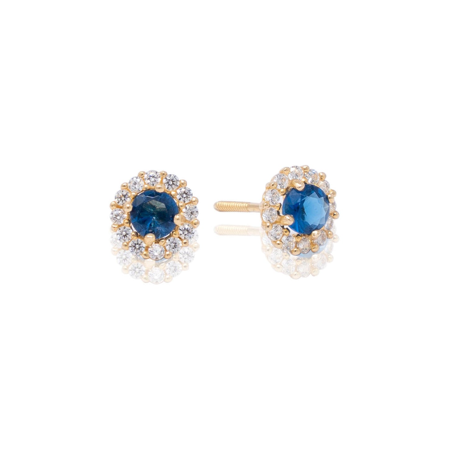 14k Gold Round Birthstone Earrings