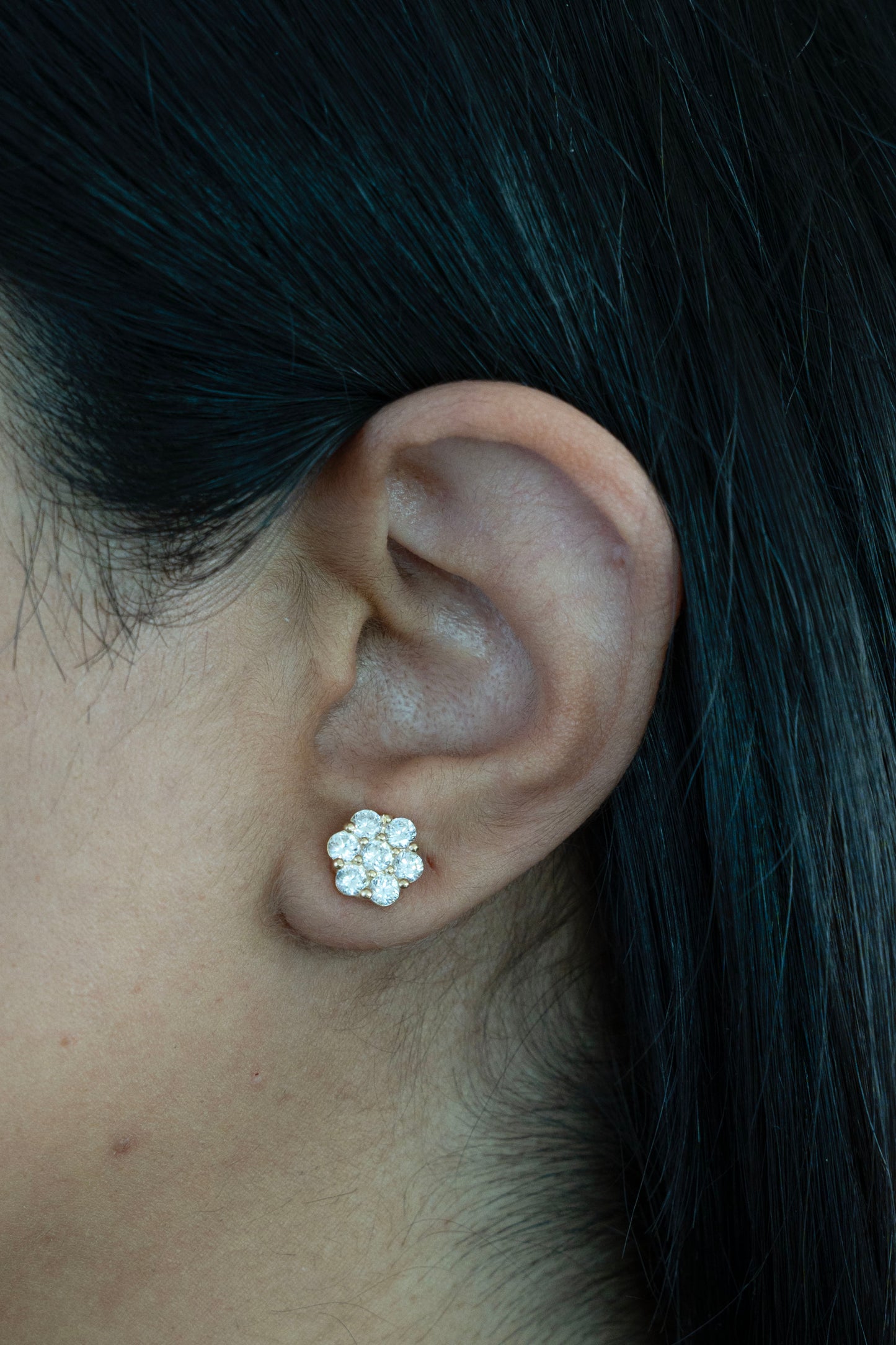 14k Gold Large Flower Studs