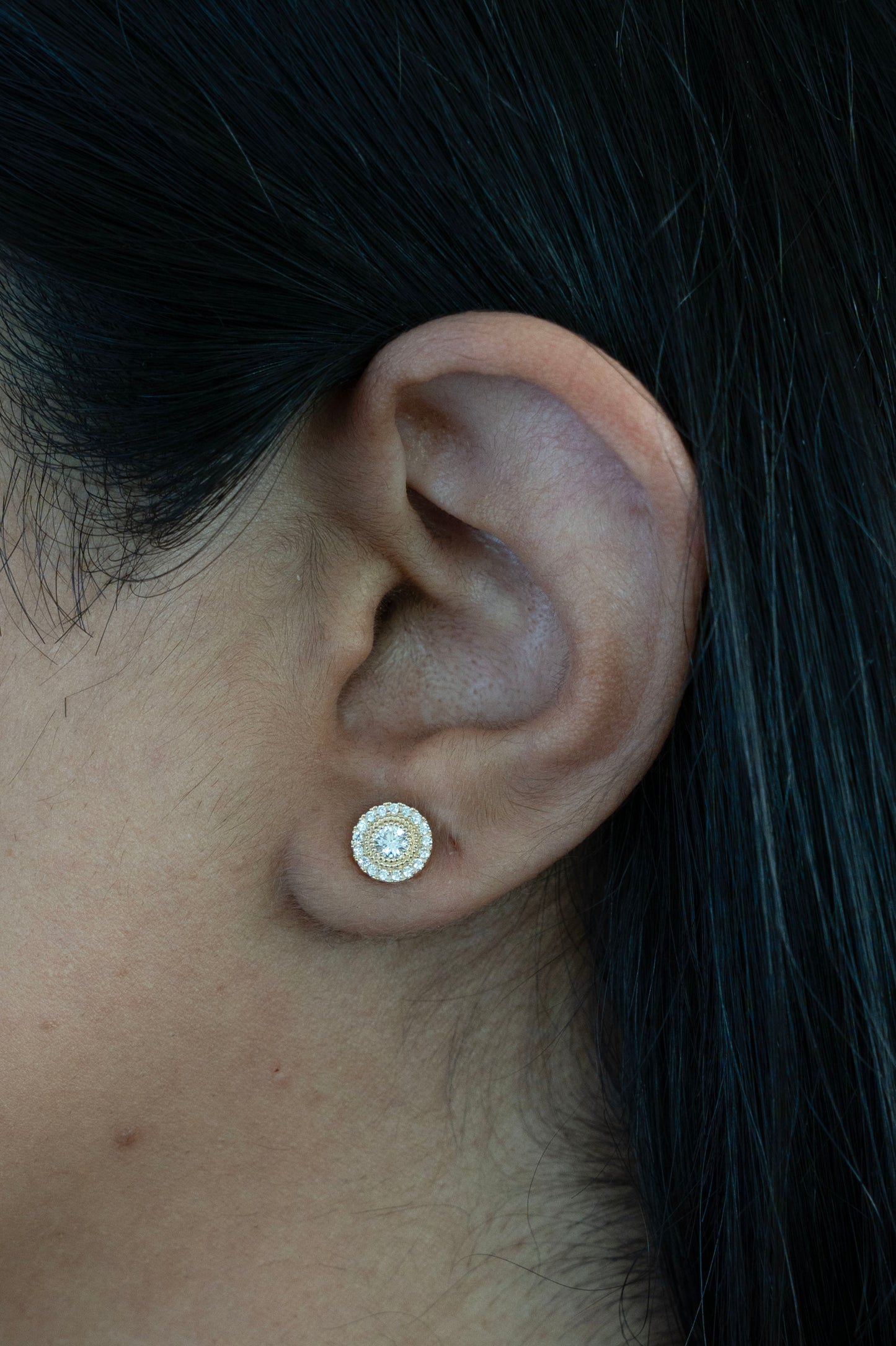 14k Gold Halo Studs