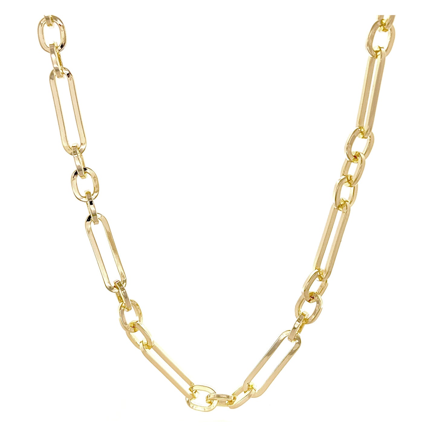 Gold Elongated Paperclip Necklace
