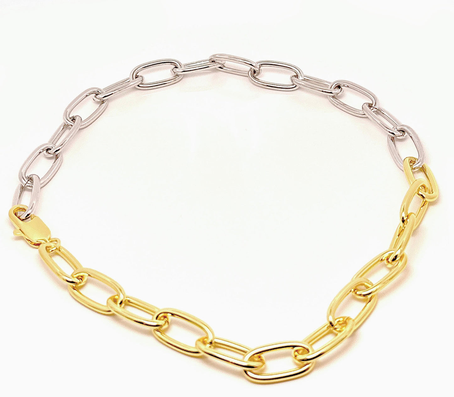 Two Tone Paperclip Chunky Necklace