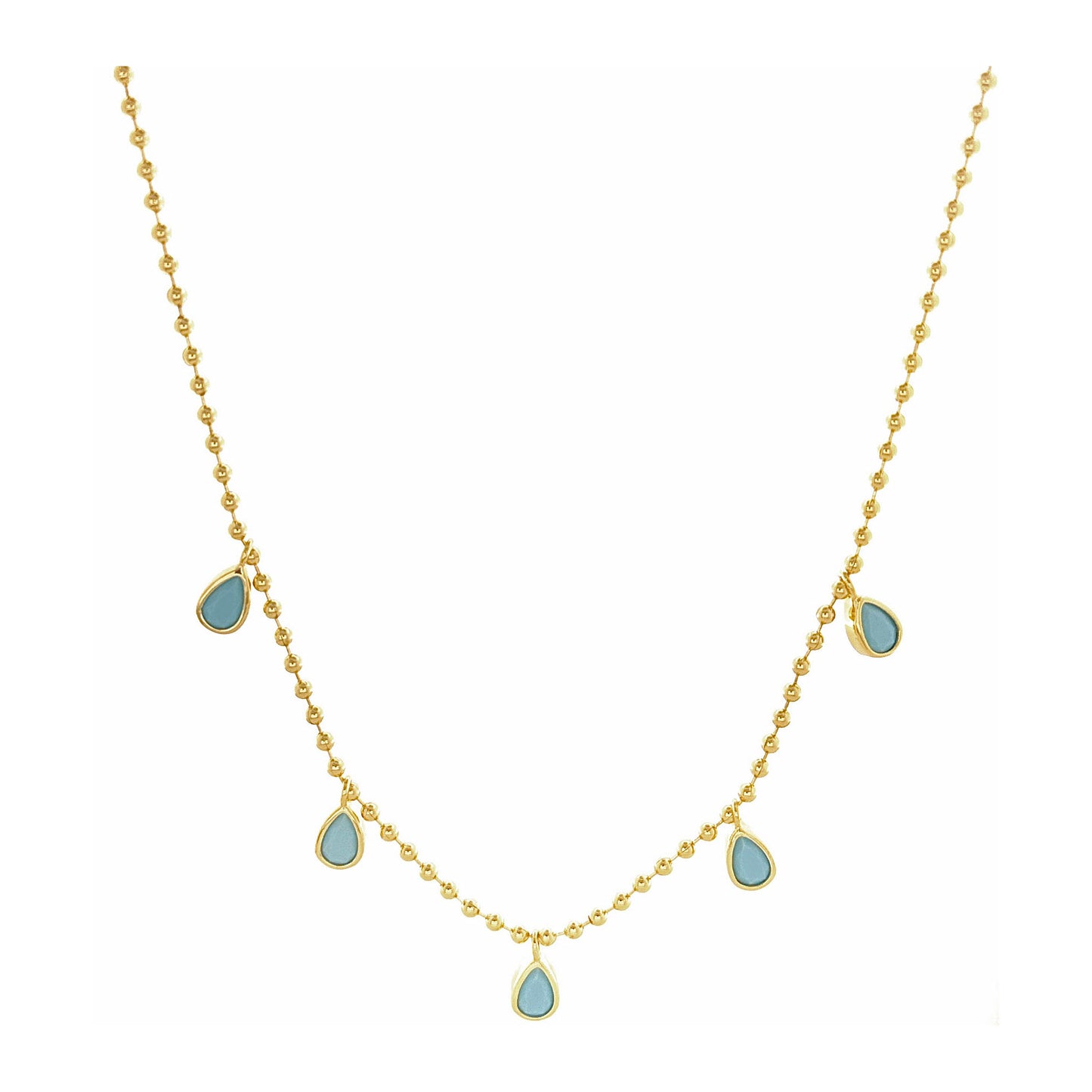 Gold Turquoise Charm Necklace