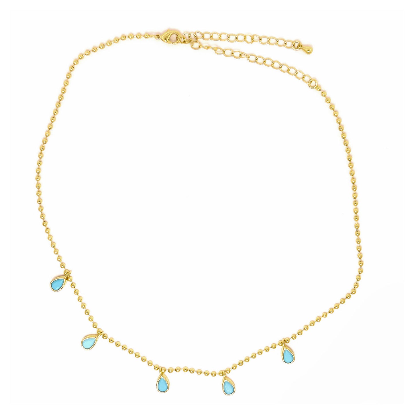 Gold Turquoise Charm Necklace