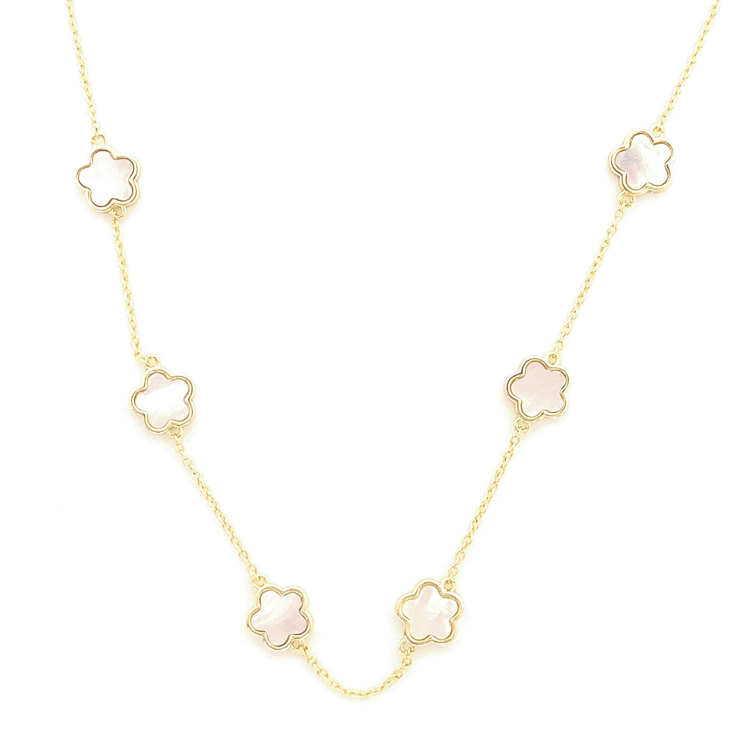 Gold Clover Mother of Pearl Necklace
