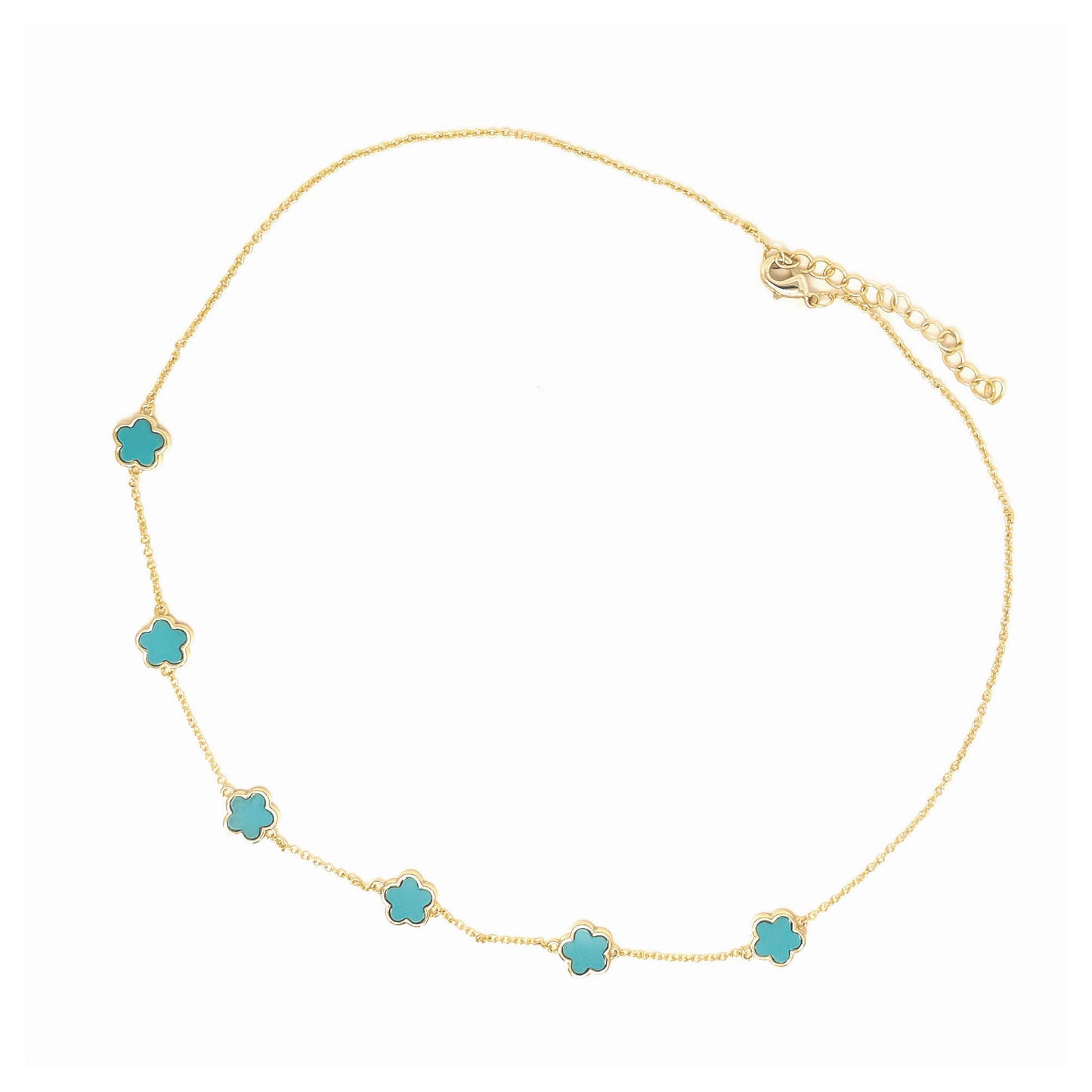 Gold Clover Turquoise Necklace