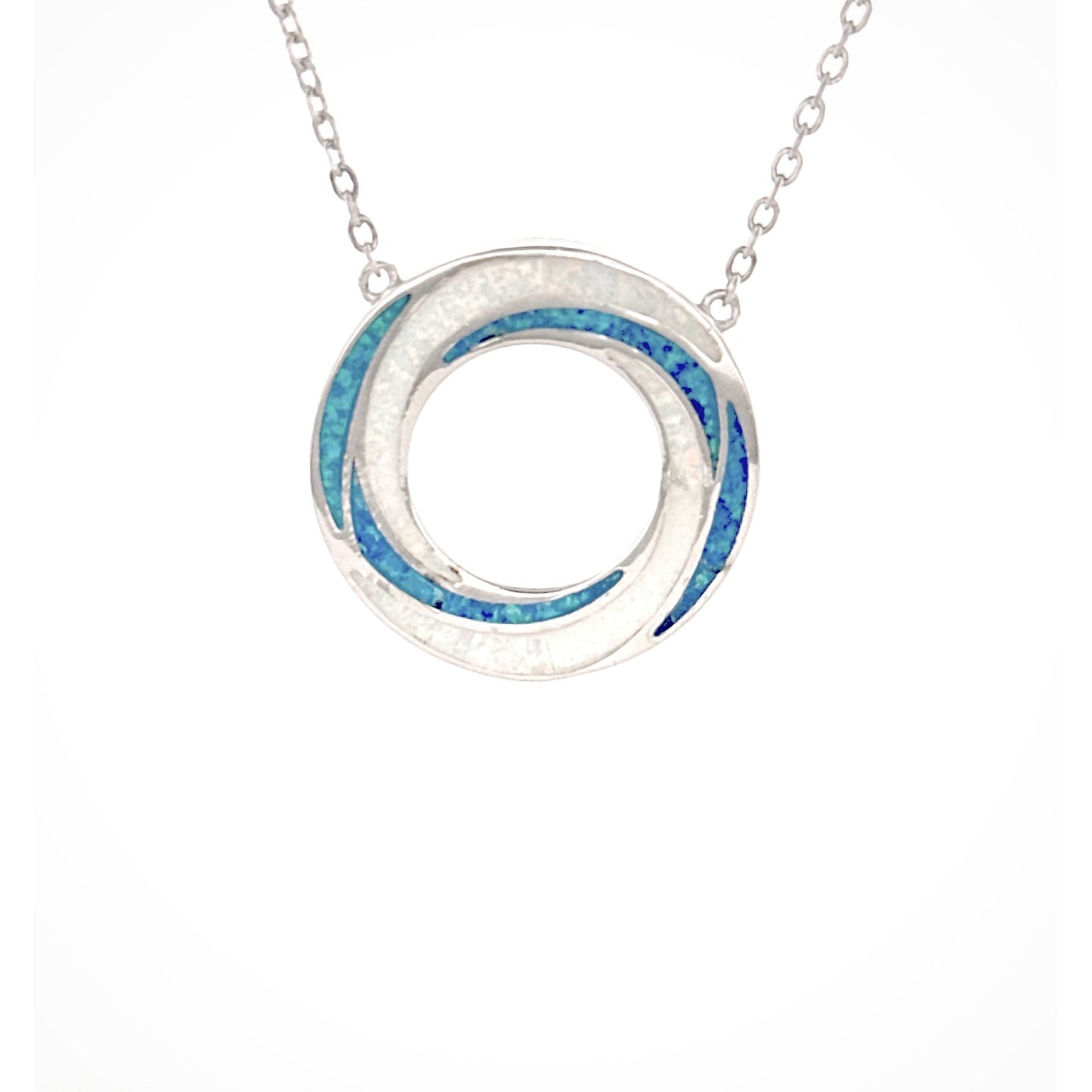 Sterling Silver Opal Circle Necklace