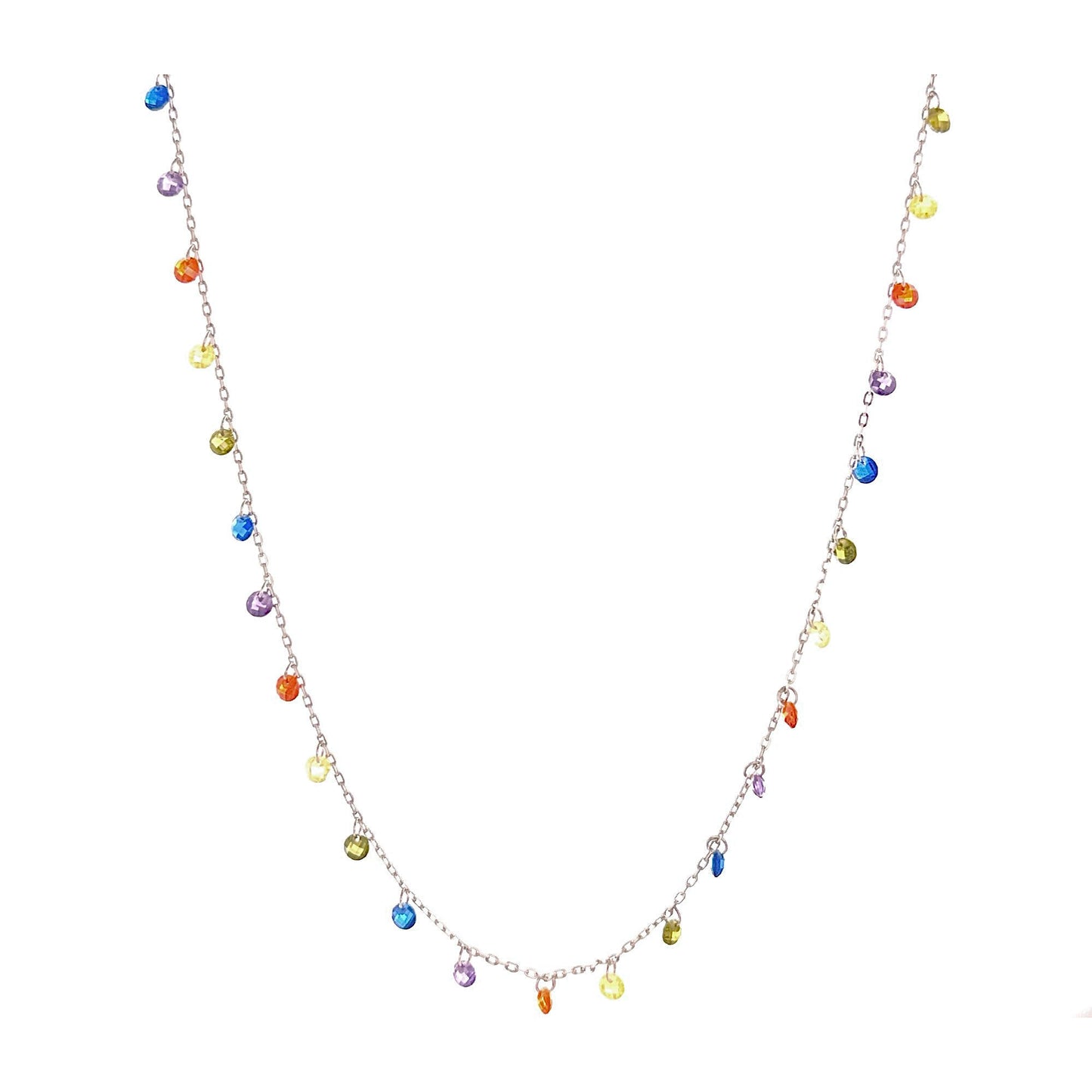 Sterling Silver Multicolor Gemstone Necklace