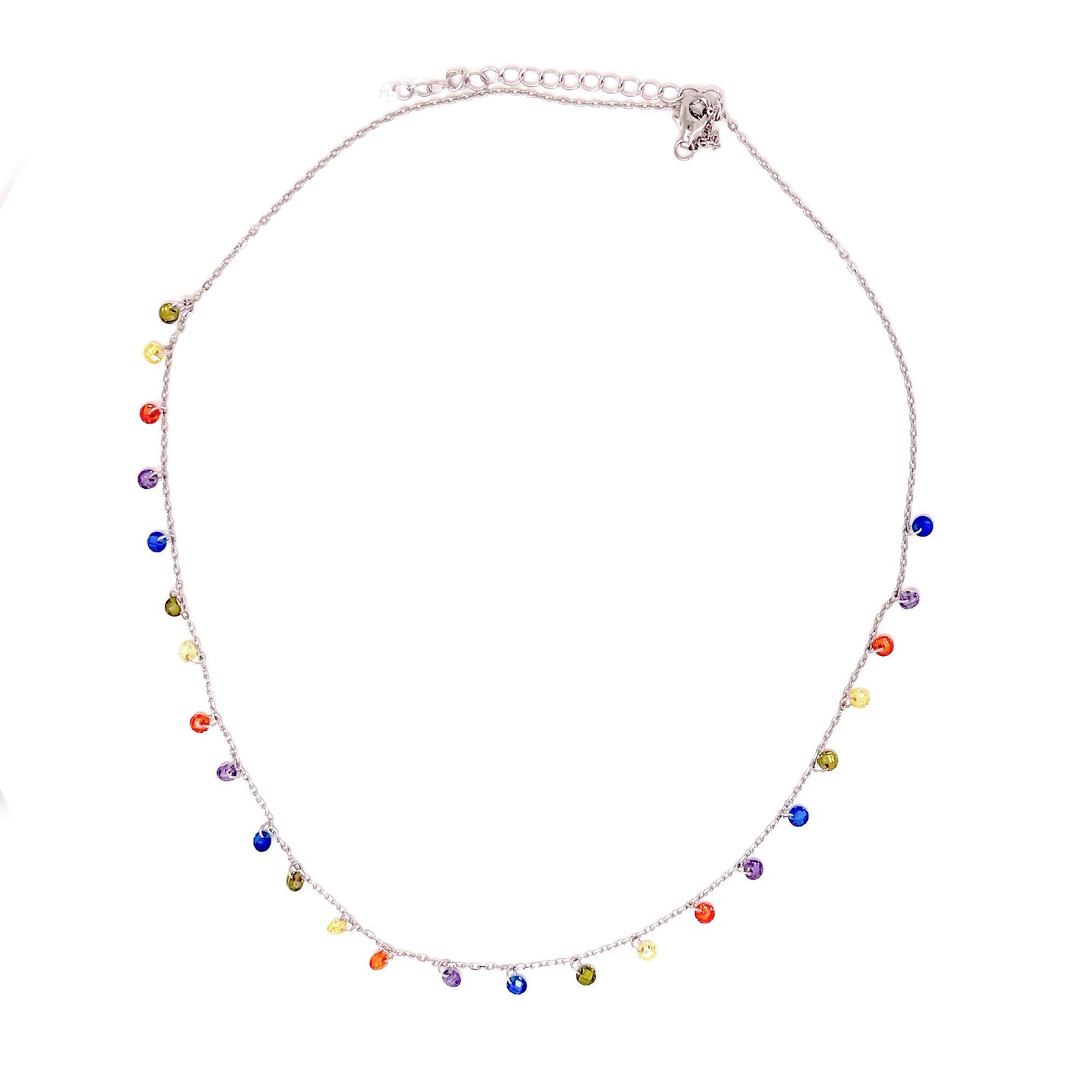 Sterling Silver Multicolor Gemstone Necklace