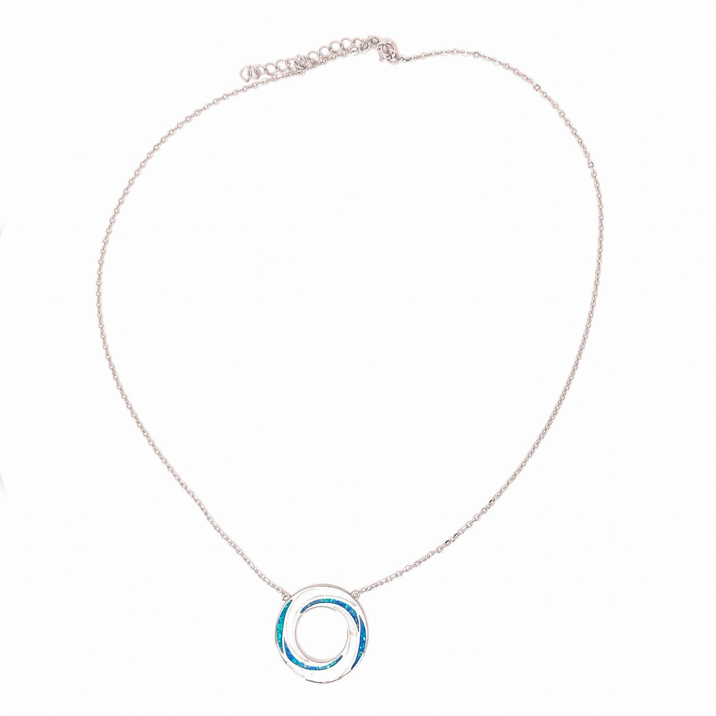 Sterling Silver Opal Circle Necklace