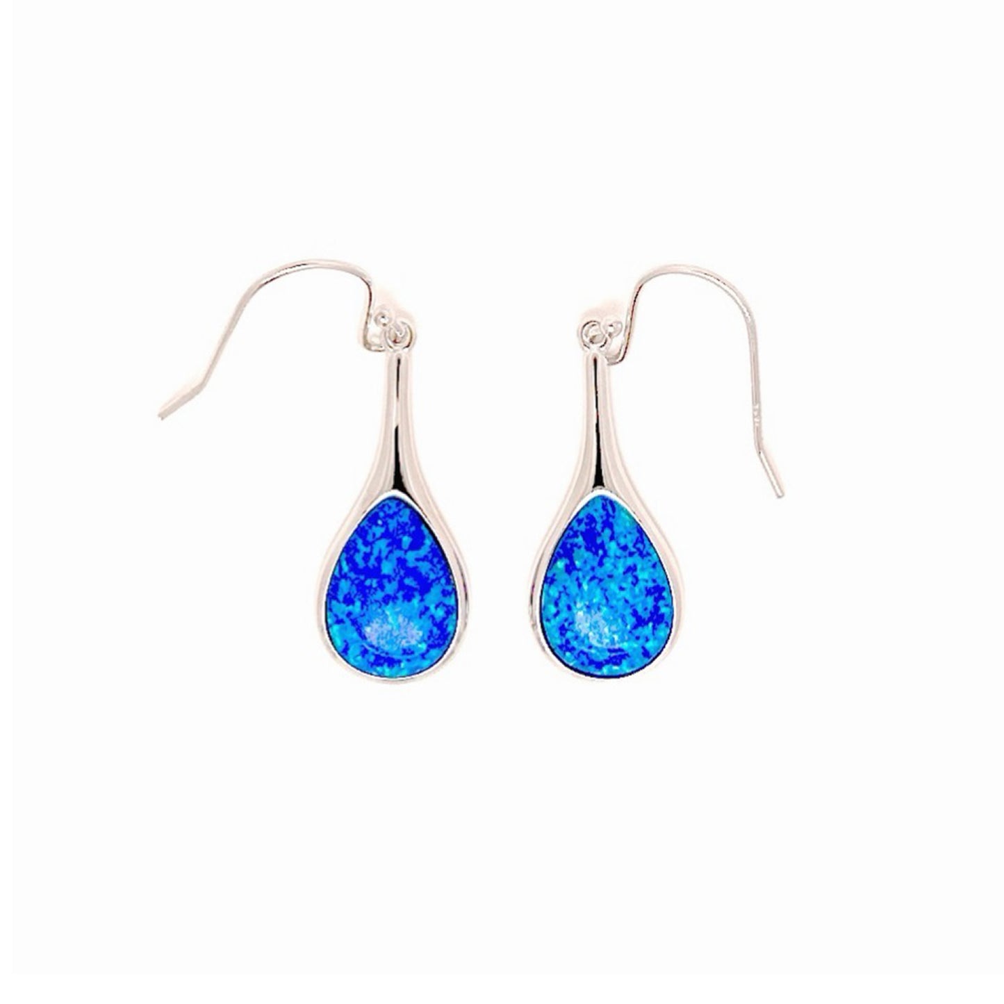 Sterling Silver Blue Opal Teardrop Earrings