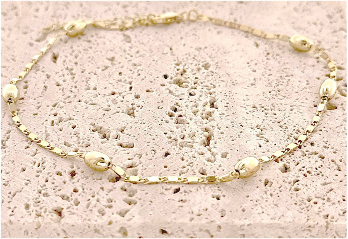 Gold Beaded Mariner Anklet