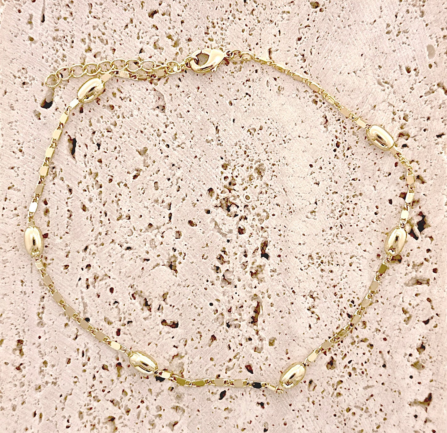 Gold Beaded Mariner Anklet