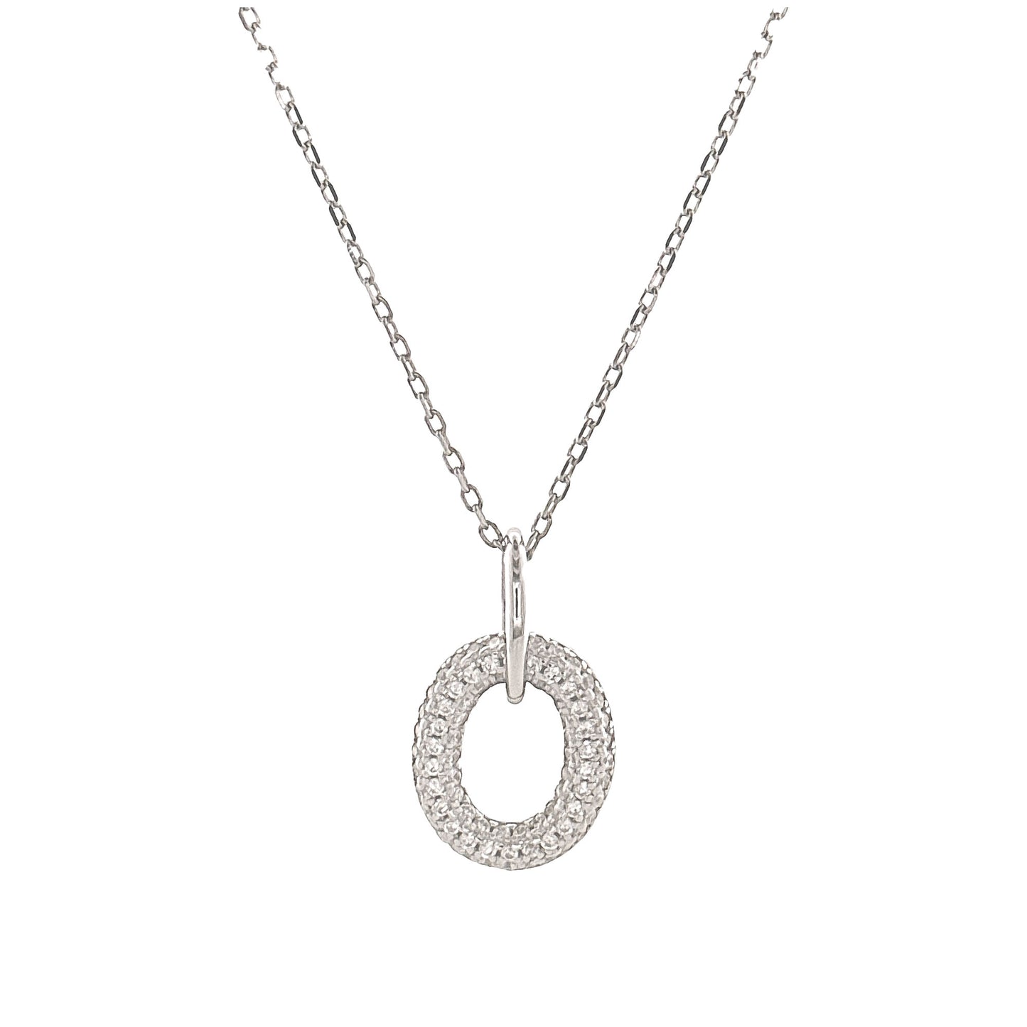 Sterling Silver Oval Pendant Necklace
