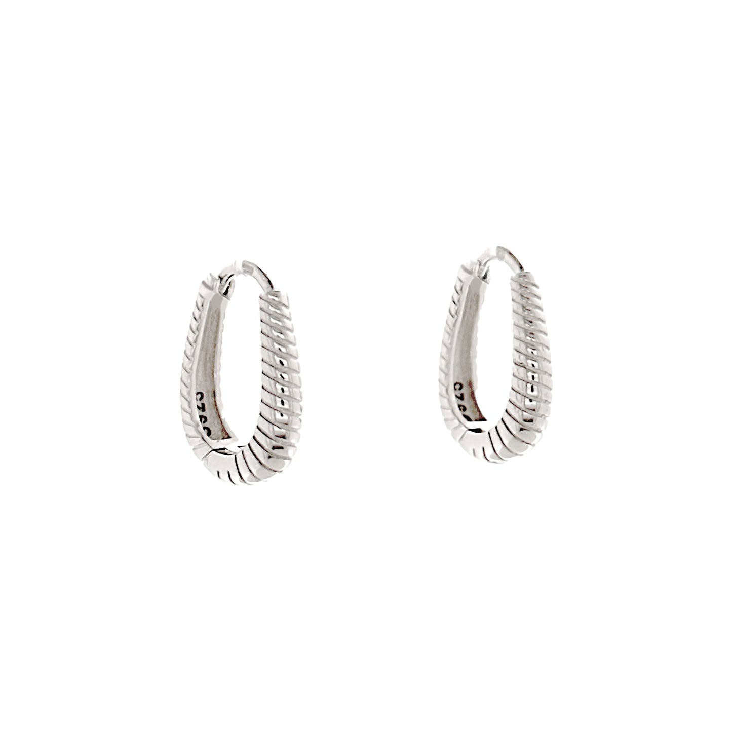 Sterling Silver Oval Croissant Huggies
