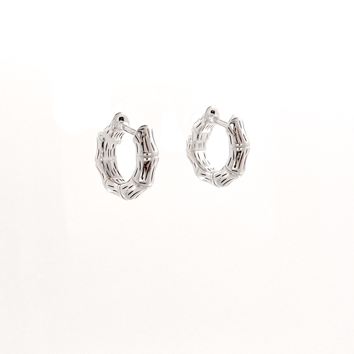 Sterling Silver Bamboo Huggies