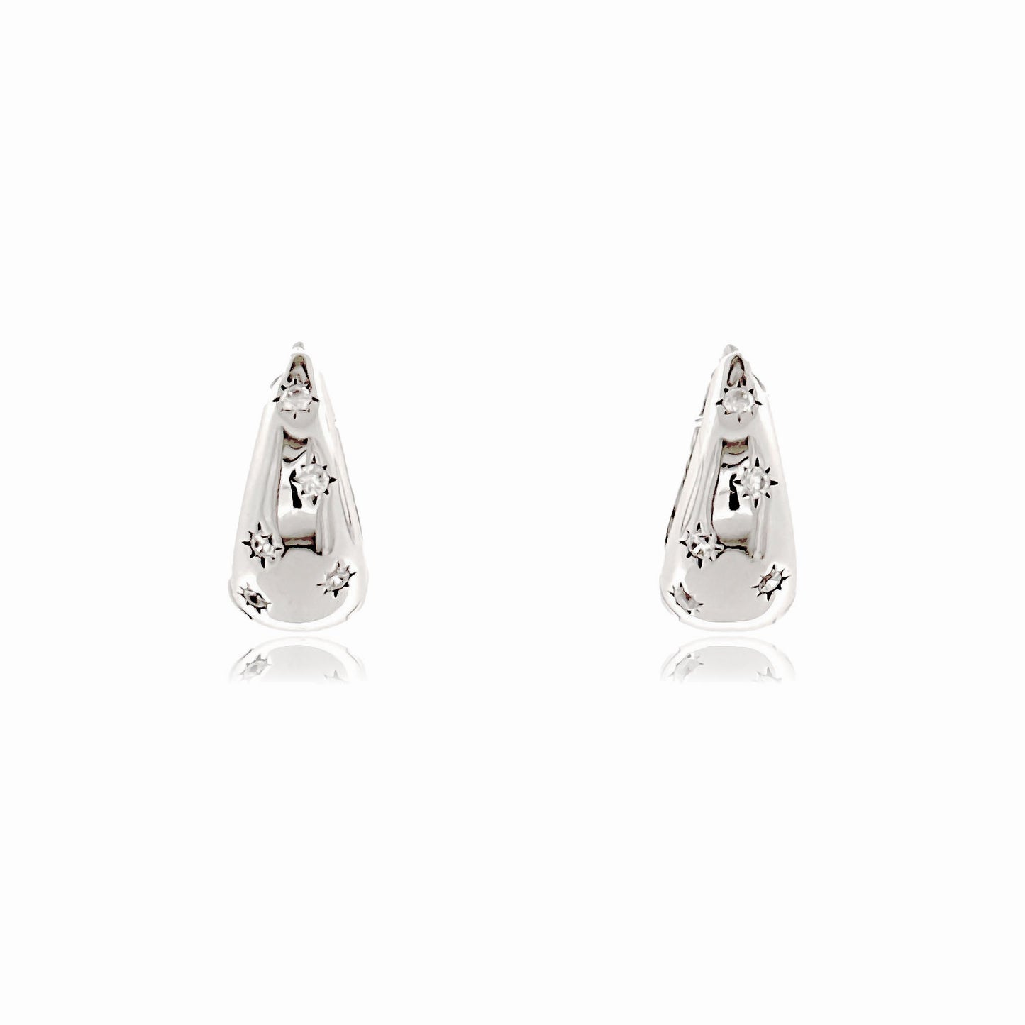 Sterling Silver Teardrop Star Huggies