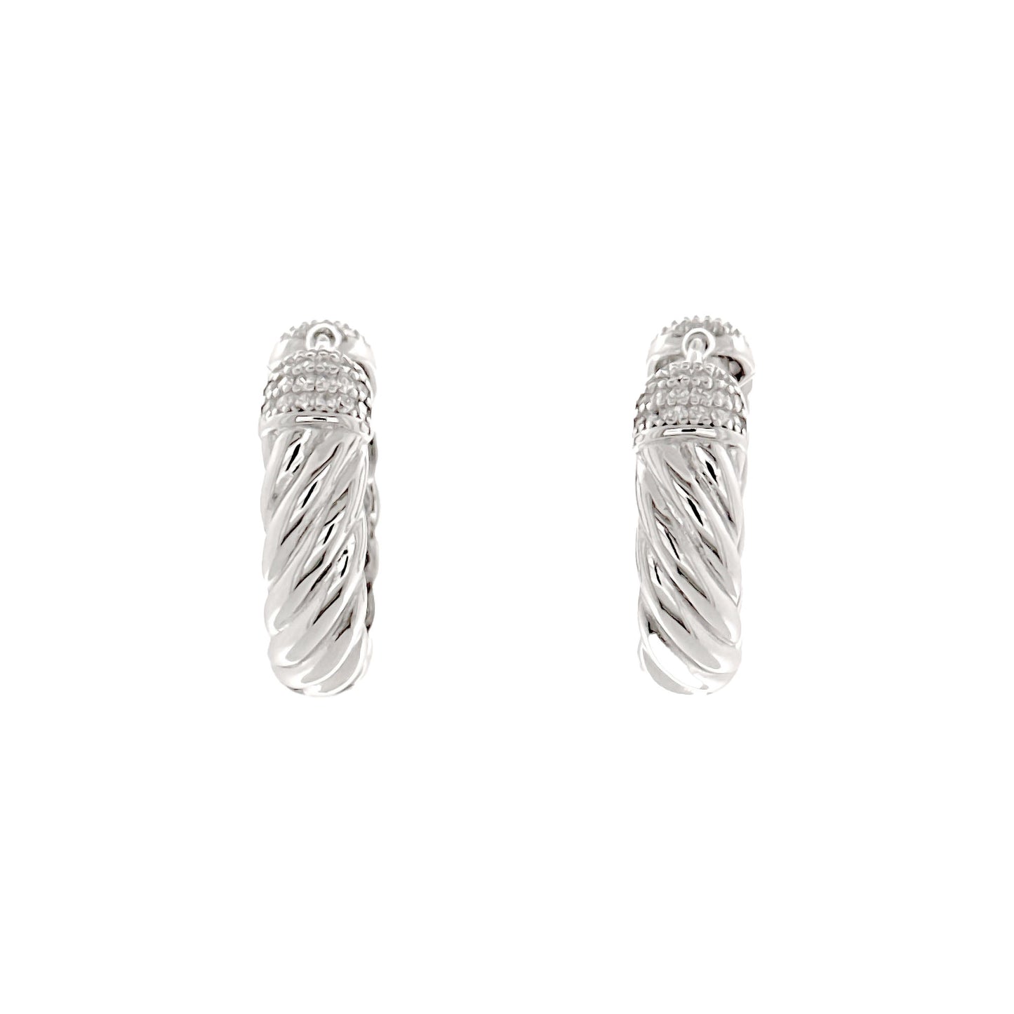 Sterling Silver Croissant Pavé Hoops