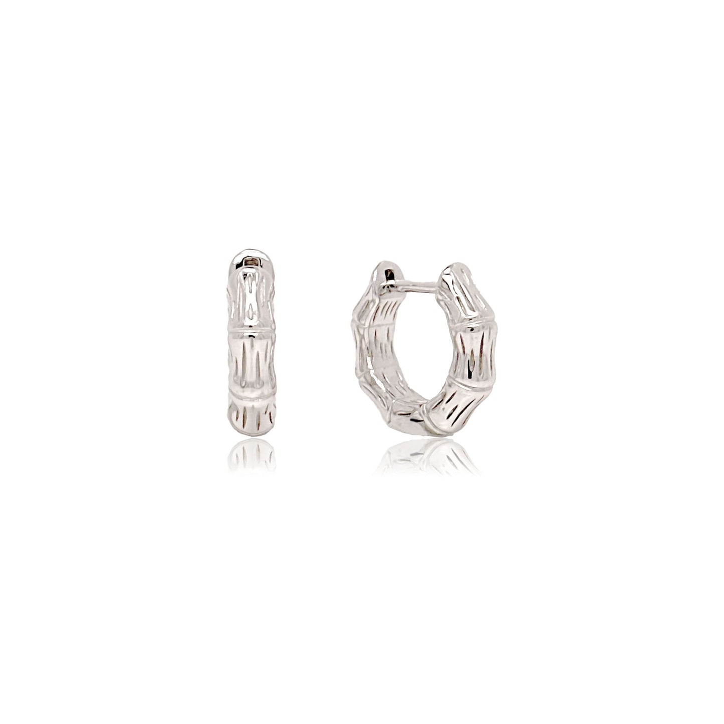 Sterling Silver Bamboo Huggies
