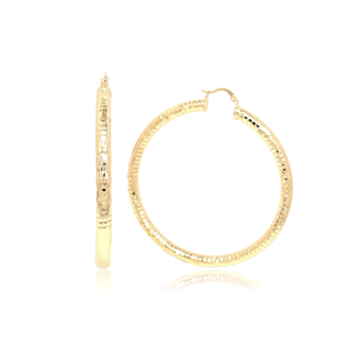 14k Gold Filled Large Diamond Cut Hoops