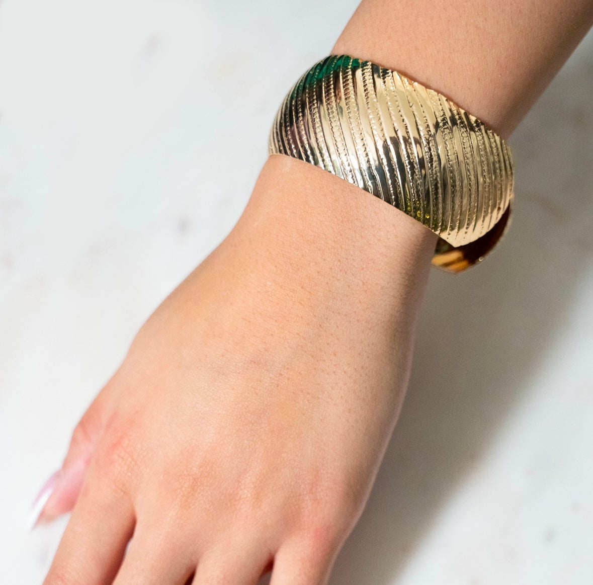 14k Gold Filled Textured Cuff Bangle