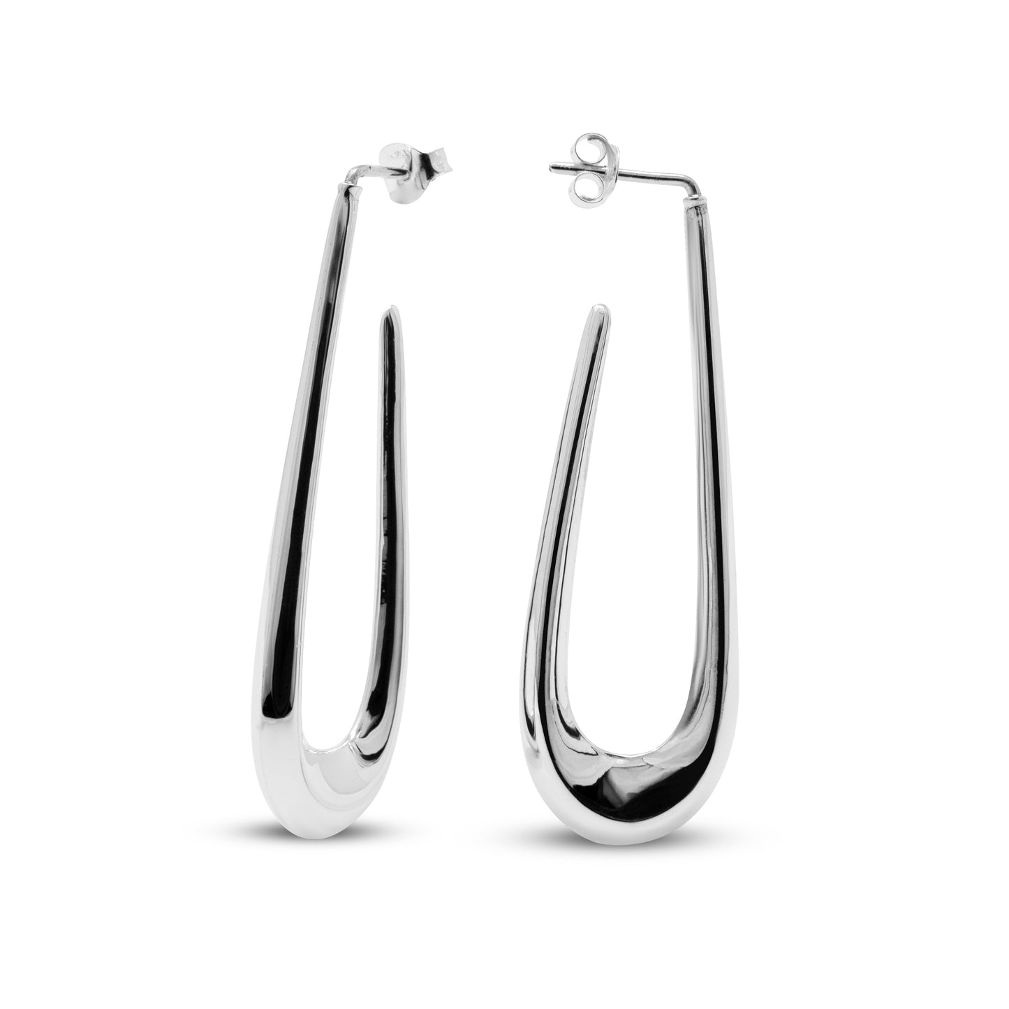 Sterling Silver Long U Shaped Earrings