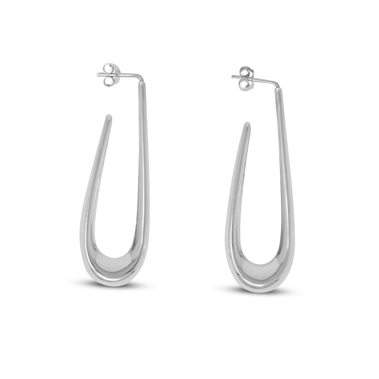 Sterling Silver Long U Shaped Earrings