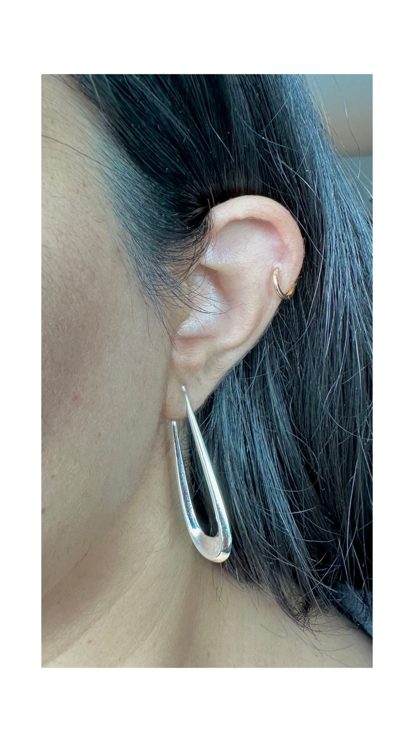 Sterling Silver Long U Shaped Earrings