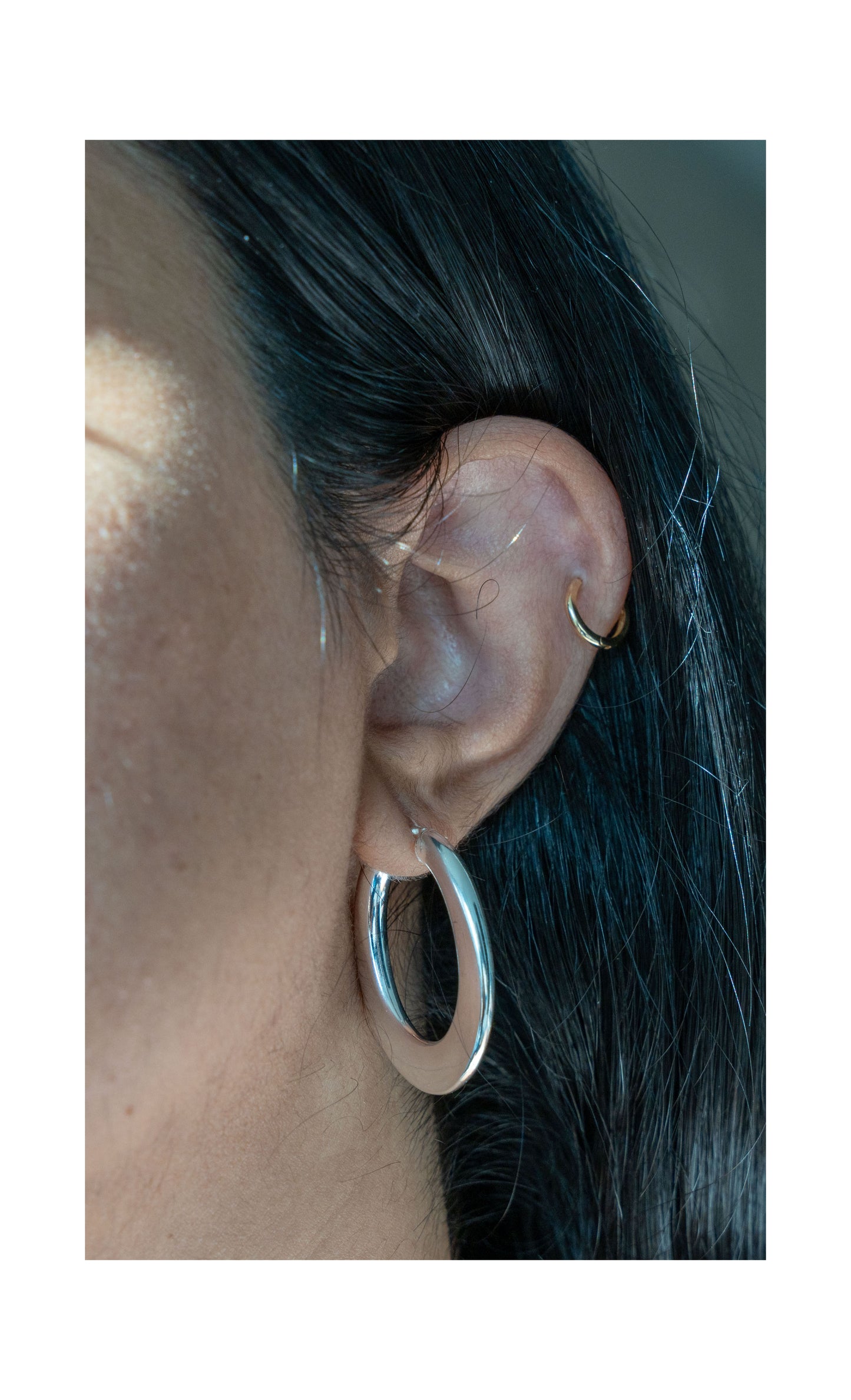 Sterling Silver Oval Flat Tube Hoops