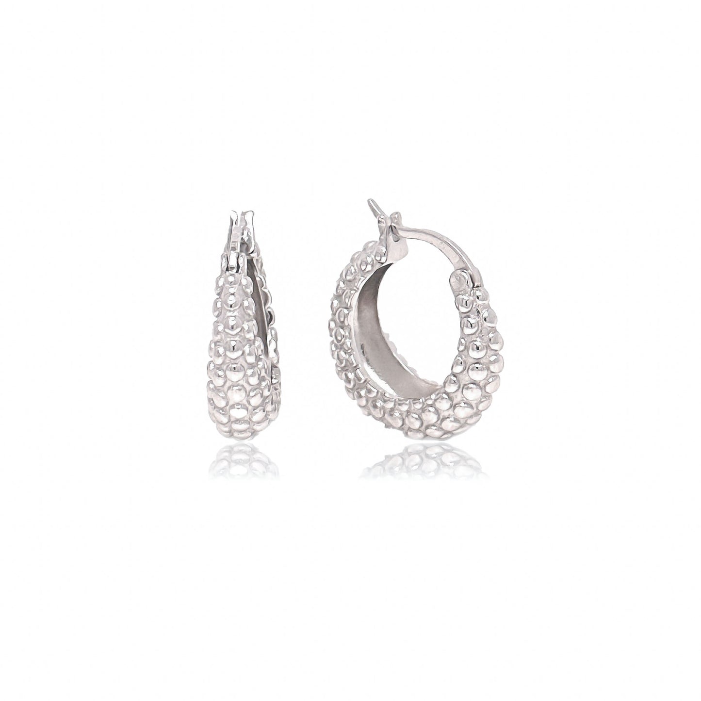 Sterling Silver Beaded Hoops