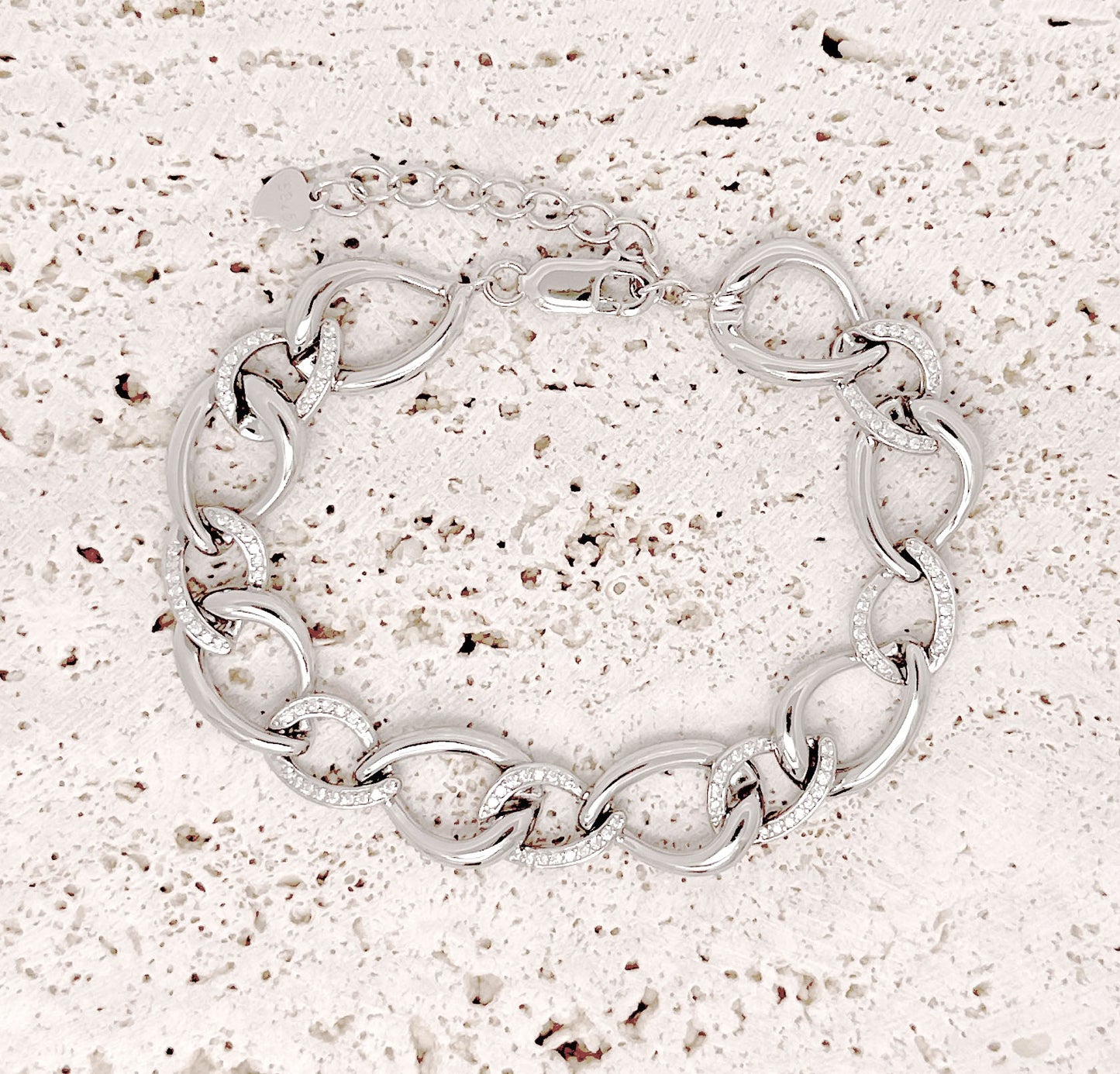 Sterling Silver Large Curb Link Bracelet