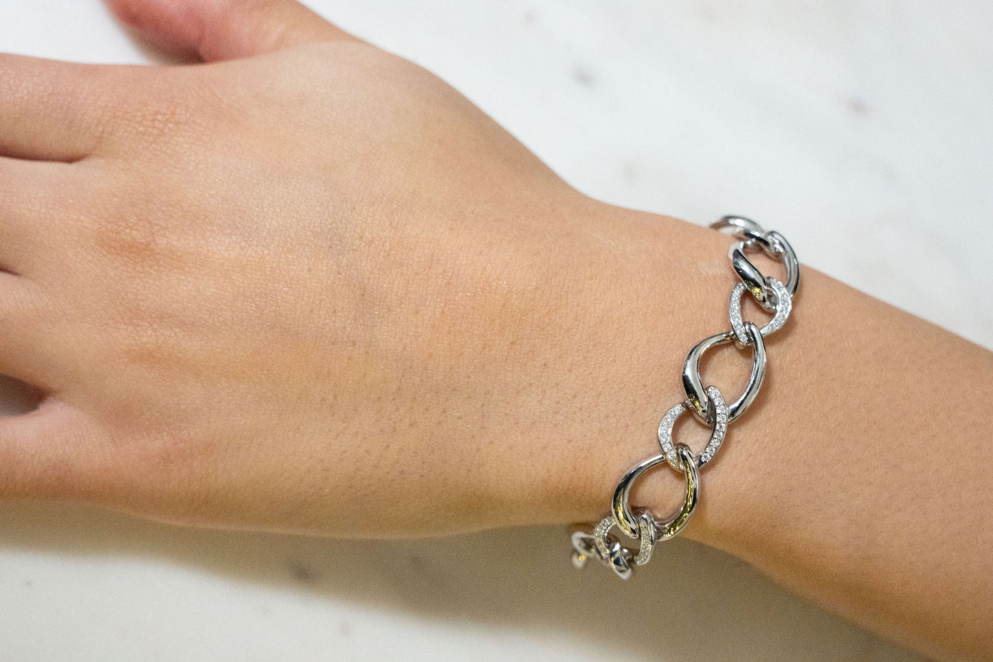 Sterling Silver Large Curb Link Bracelet