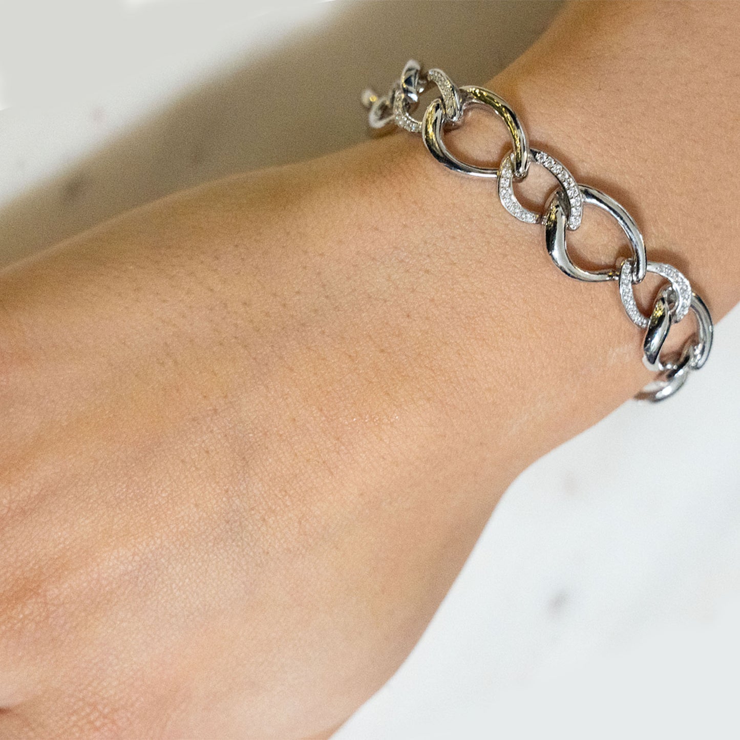 Sterling Silver Large Curb Link Bracelet