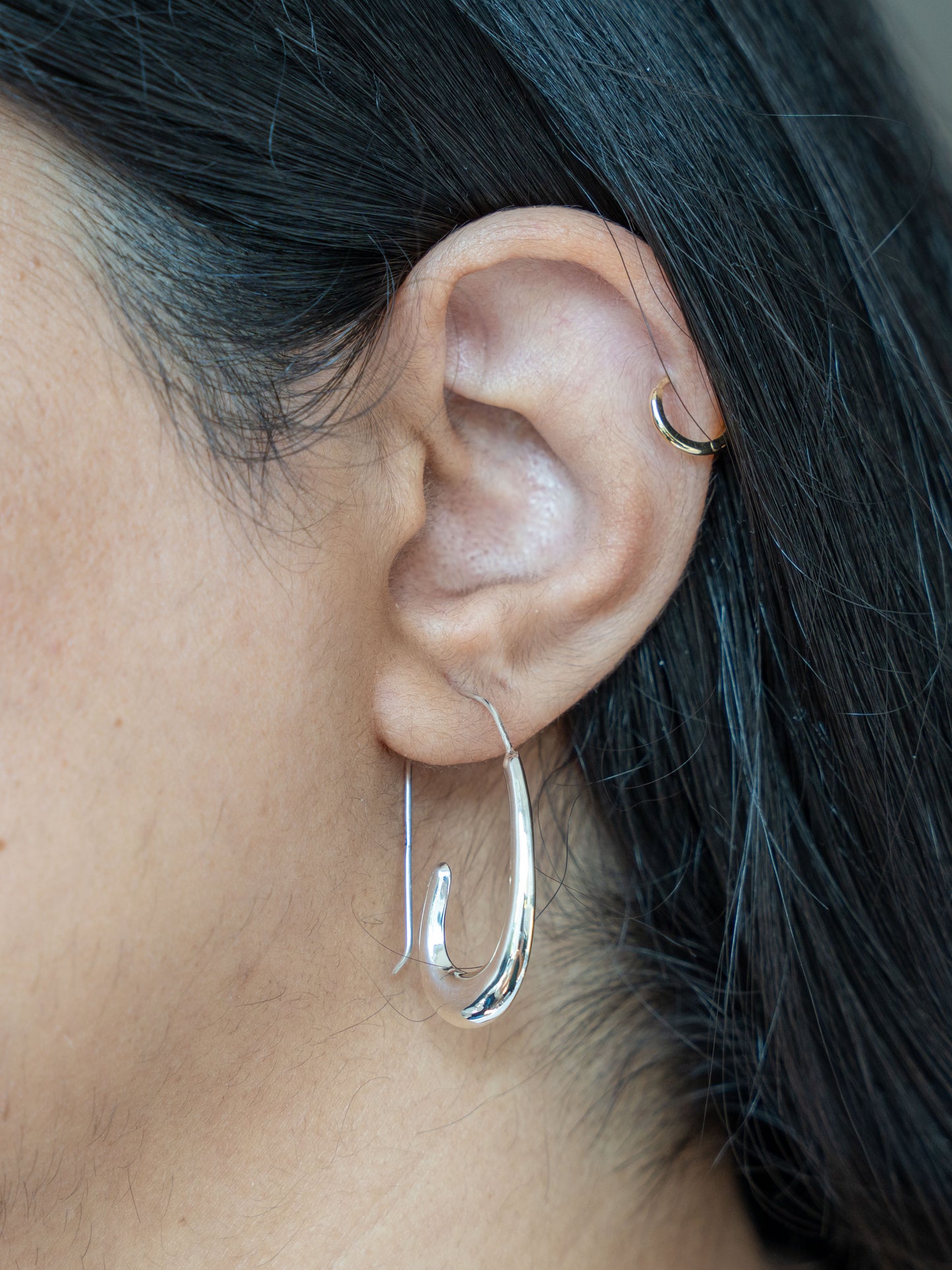 Sterling Silver Curved Earrings