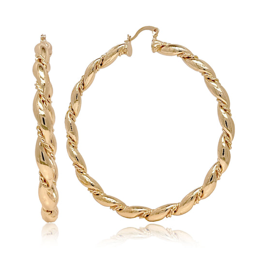 14k Gold Filled Extra Large Twisted Hoop Earrings